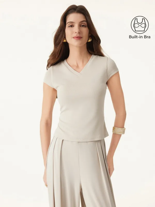 Sandwashed V-neck Short Sleeve Brami sold by ogl move