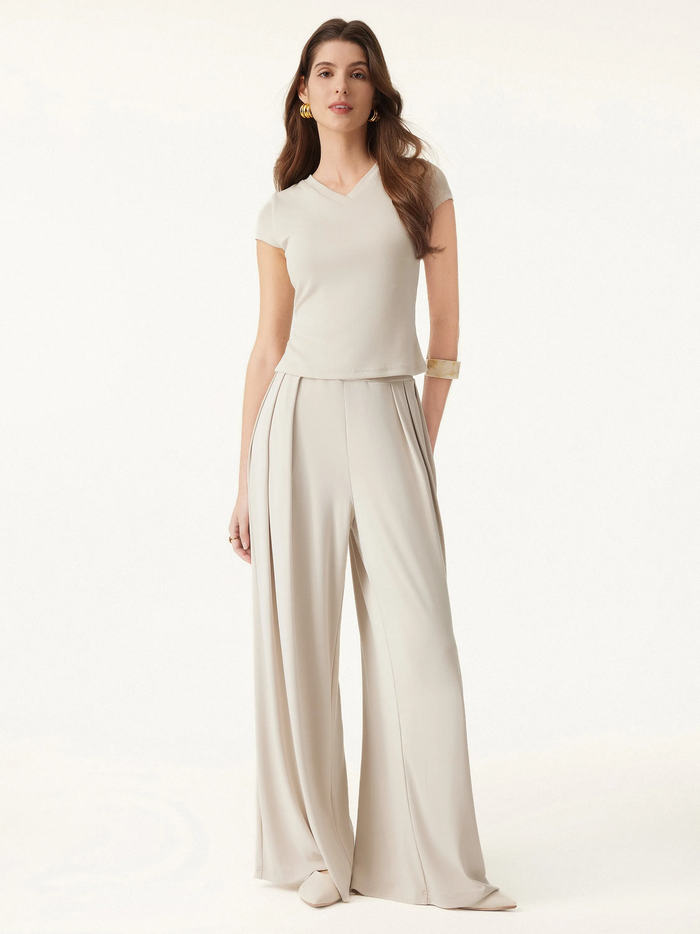 Sandwashed V-neck Short Sleeve Brami sold by ogl move product image thumbnail 3