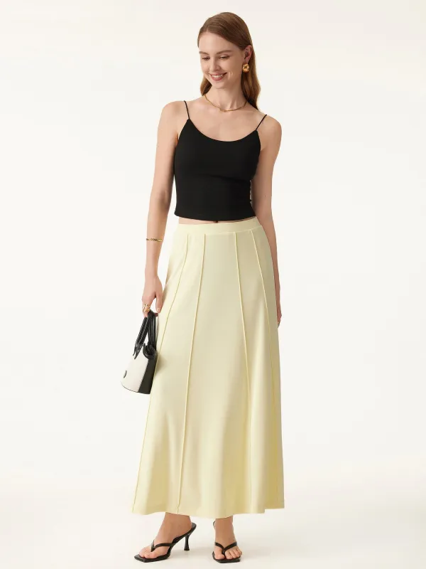 Mid Rise A-line Pintucks Pull-on Maxi Skirt made by ogl move