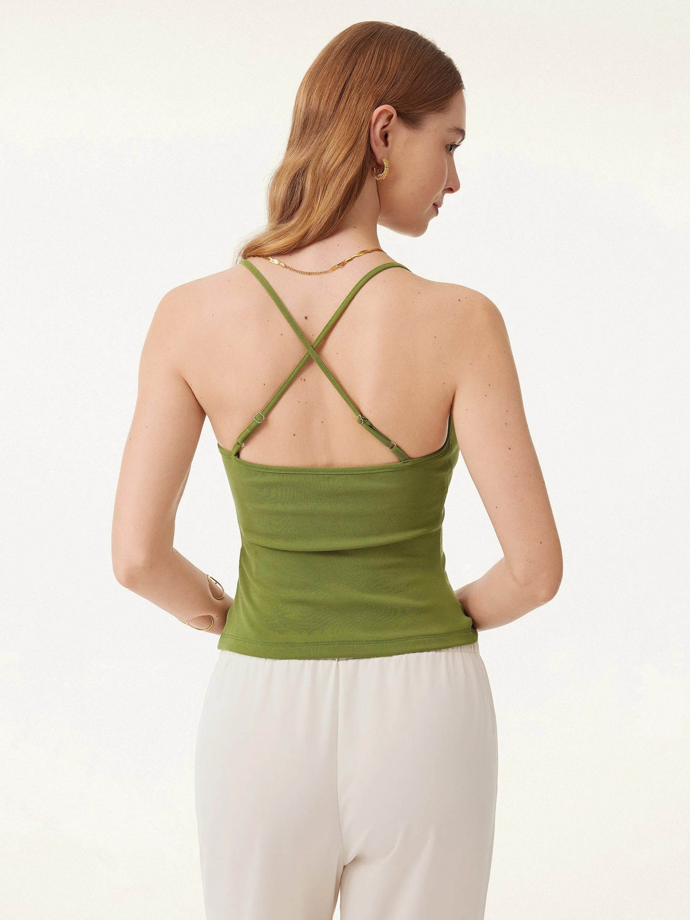 Sandwashed U-neck Cross-back Adjustable Strap Spaghetti Brami sold by ogl move product image thumbnail 2