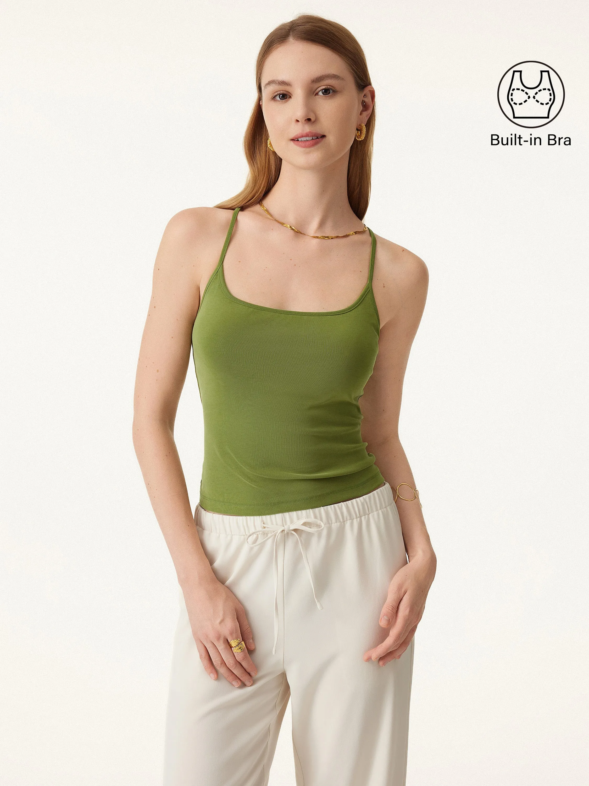 Sandwashed U-neck Cross-back Adjustable Strap Spaghetti Brami sold by ogl move