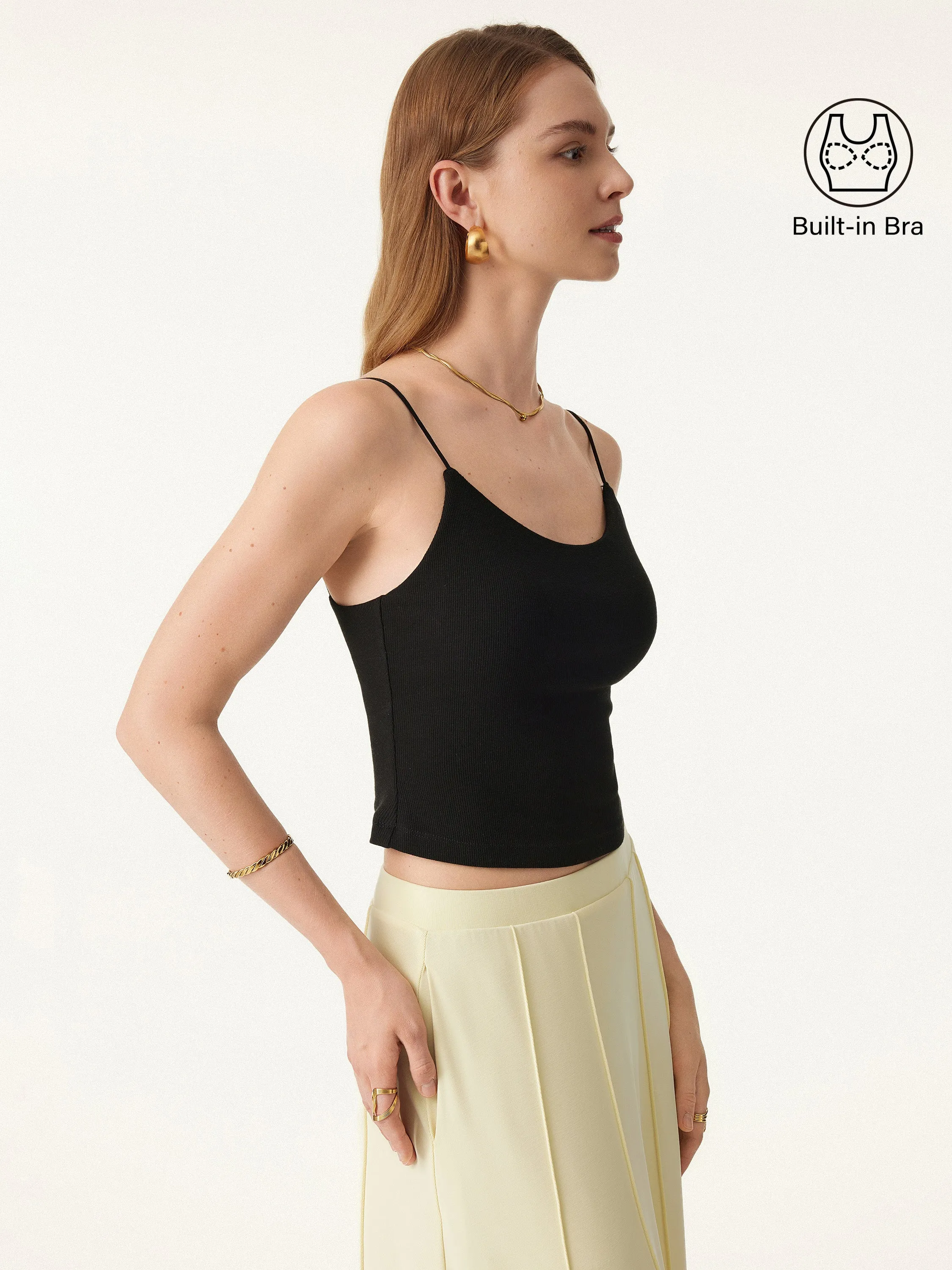 Stretch Cotton U-neck Spaghetti Slim Strap Brami sold by ogl move