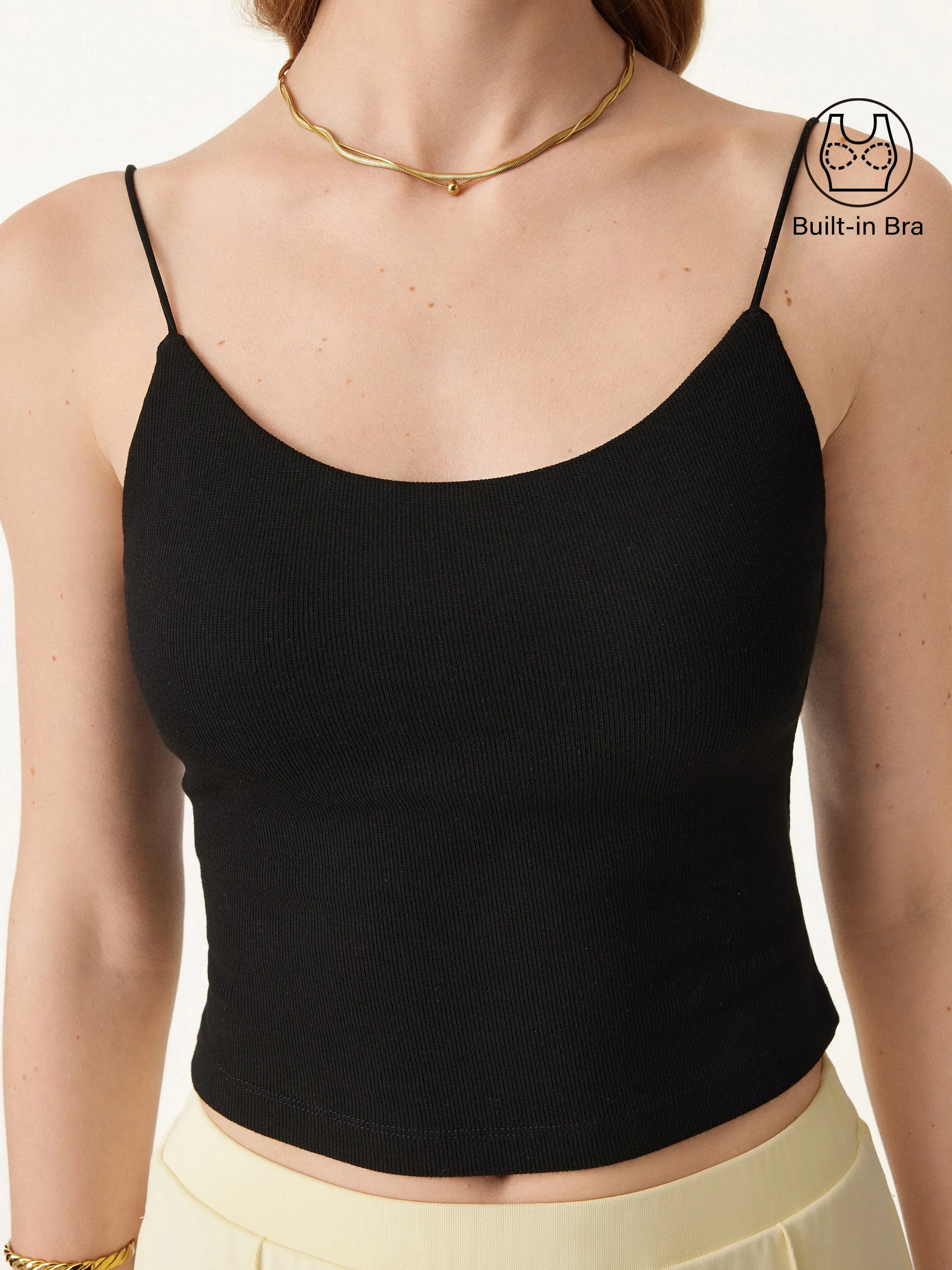 Stretch Cotton U-neck Spaghetti Slim Strap Brami sold by ogl move product image thumbnail 4