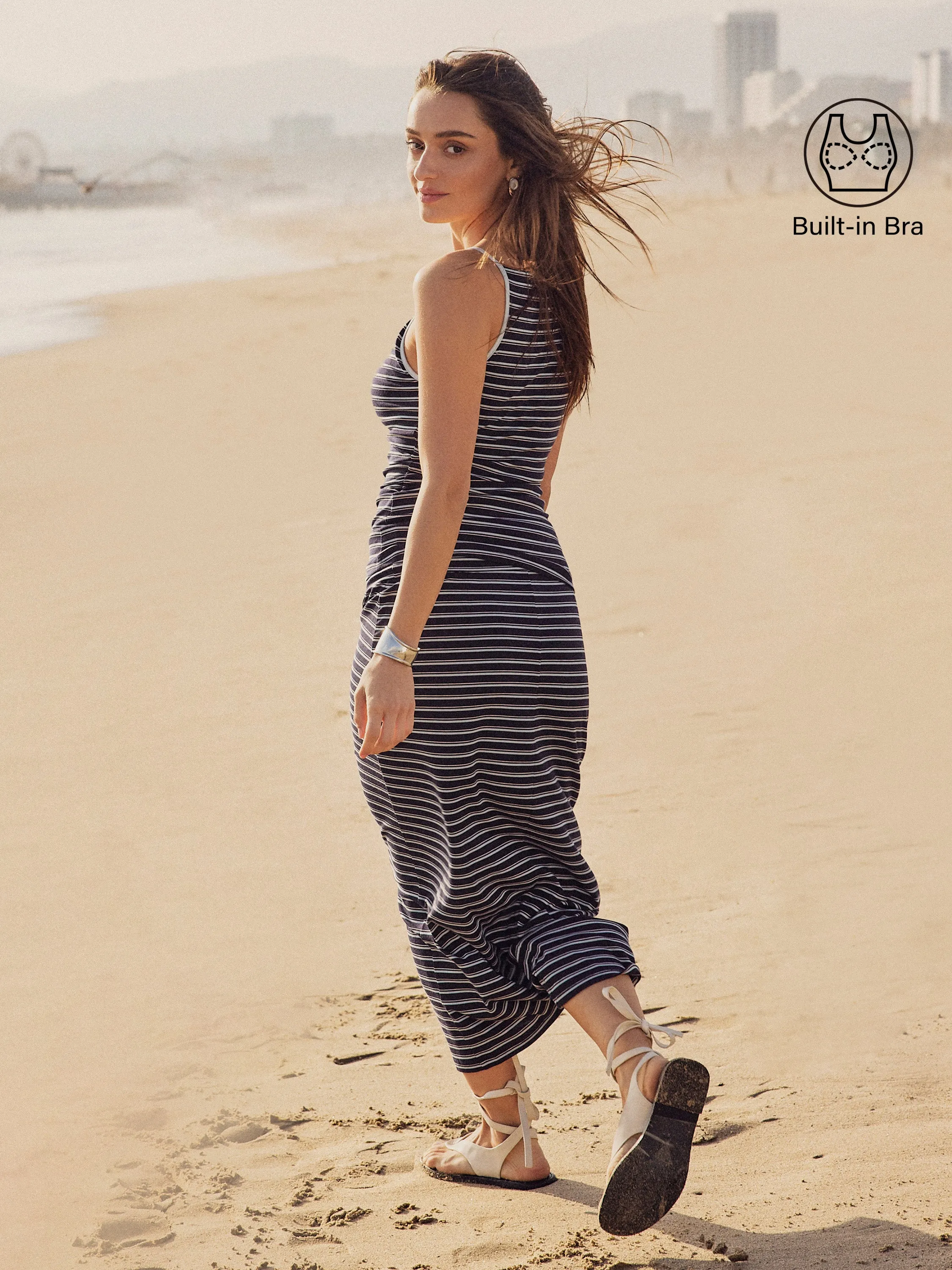 2Pcs Set Striped Spaghetti Brami & Low Rise Striped Midi Skirt sold by OGLmove product image thumbnail 2