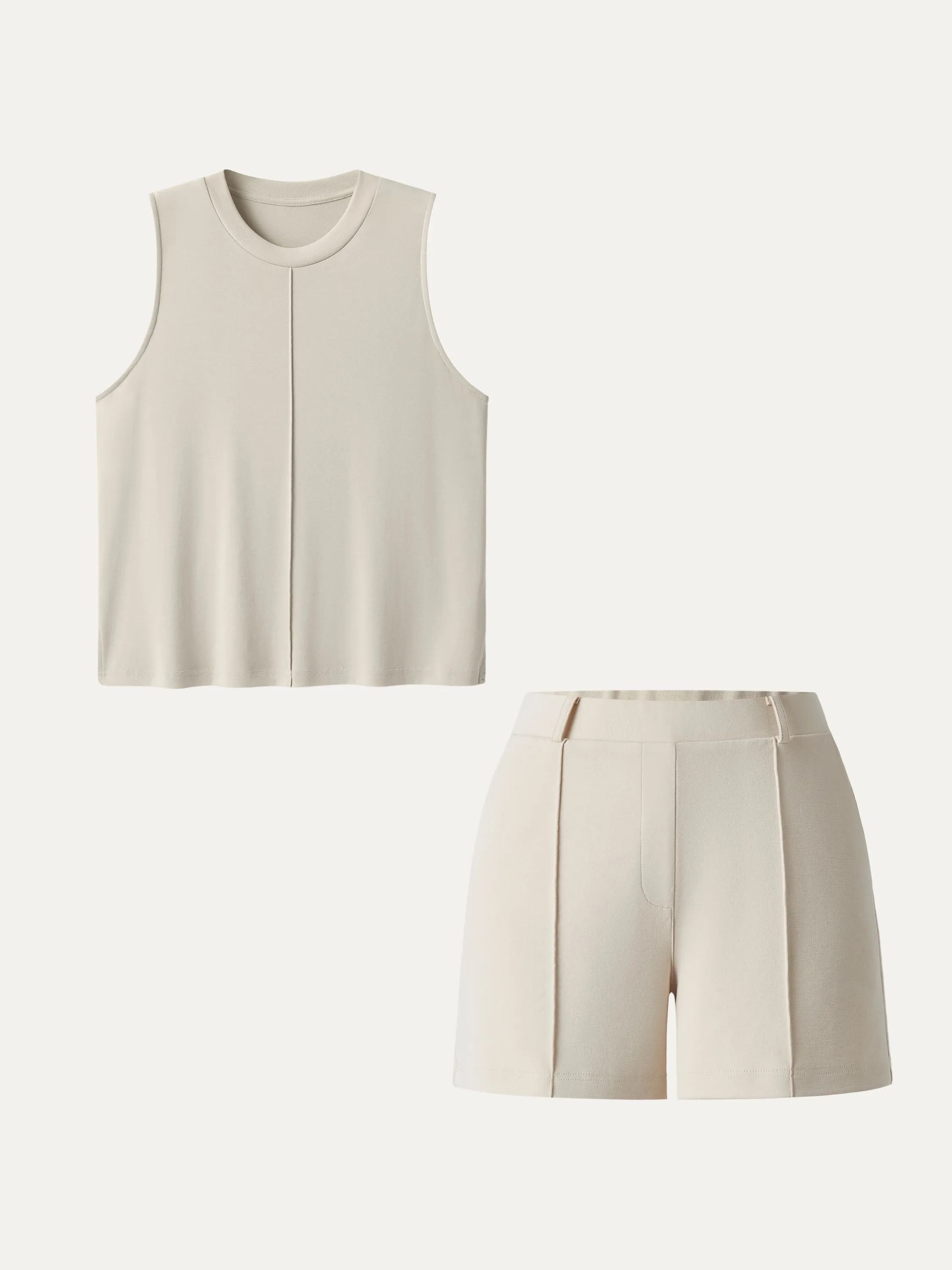 2Pcs Set Crewneck Relaxed Tank & Mid Rise Pull-on Shorts with Pockets sold by ogl move product image thumbnail 2