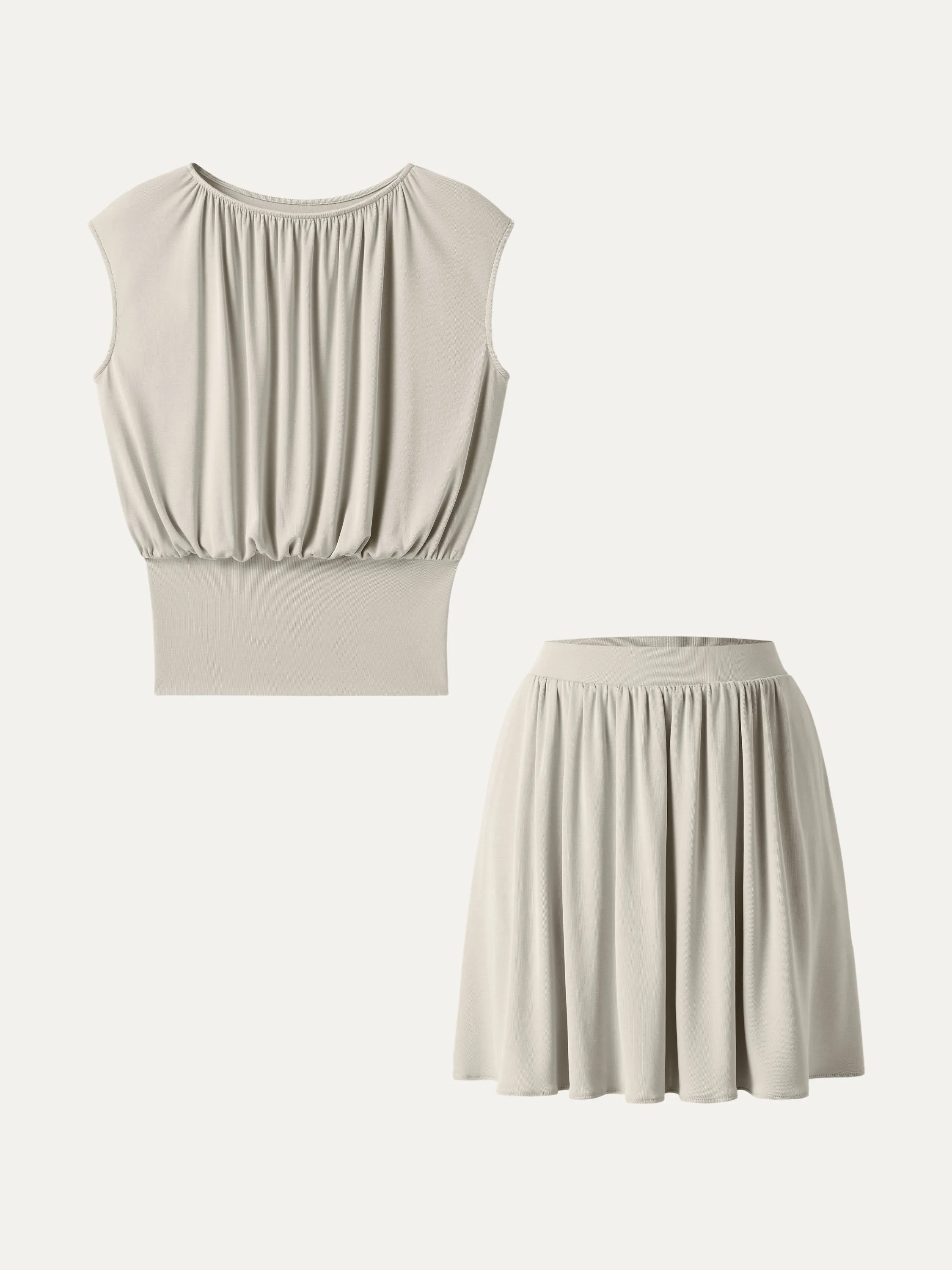 2Pcs Set Crewneck Cap Sleeve Tee & Mid Rise Pull-on Mini Skirt with Pockets sold by ogl move product image thumbnail 5
