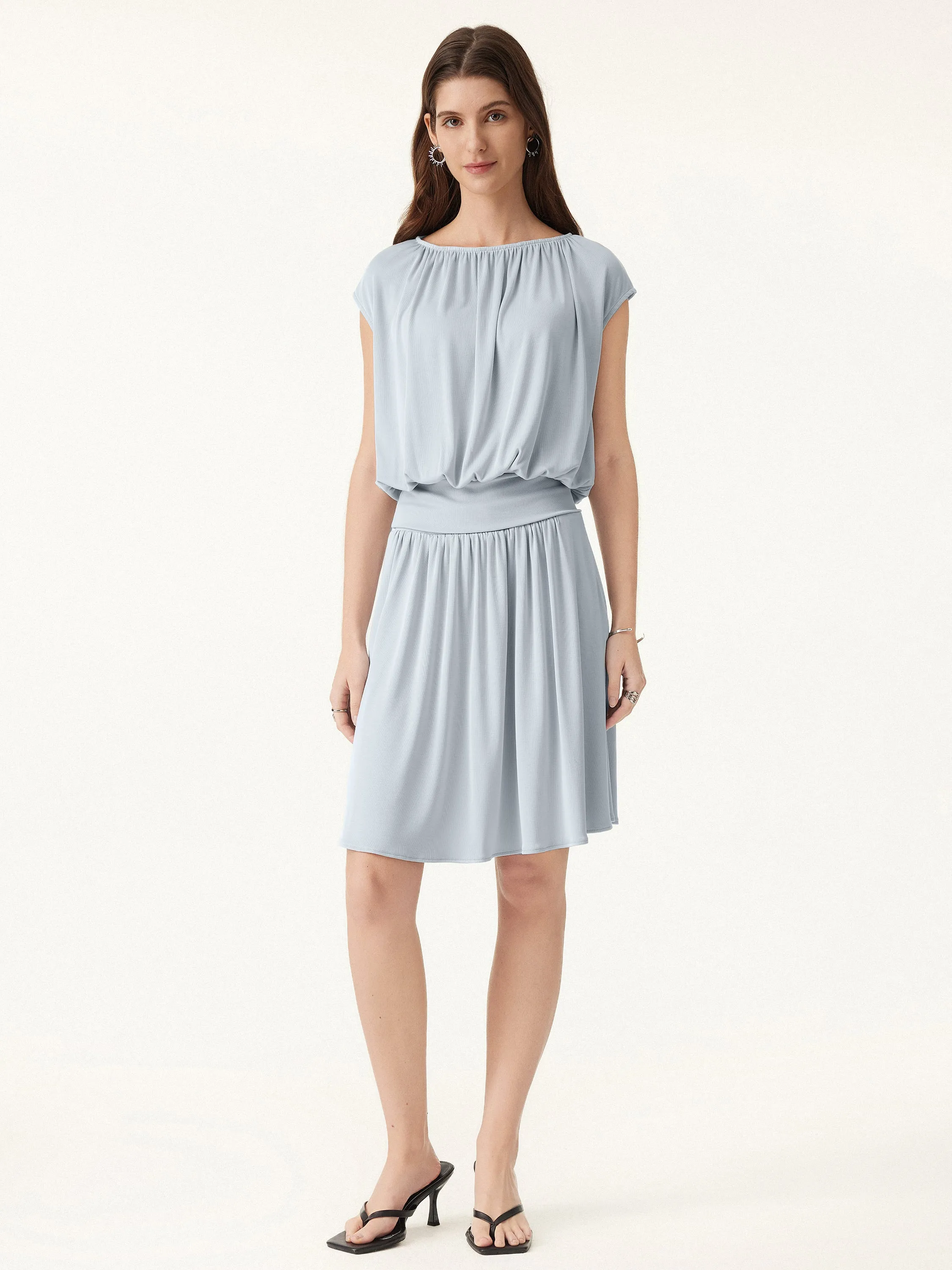 2Pcs Set Crewneck Cap Sleeve Tee & Mid Rise Pull-on Mini Skirt with Pockets sold by ogl move