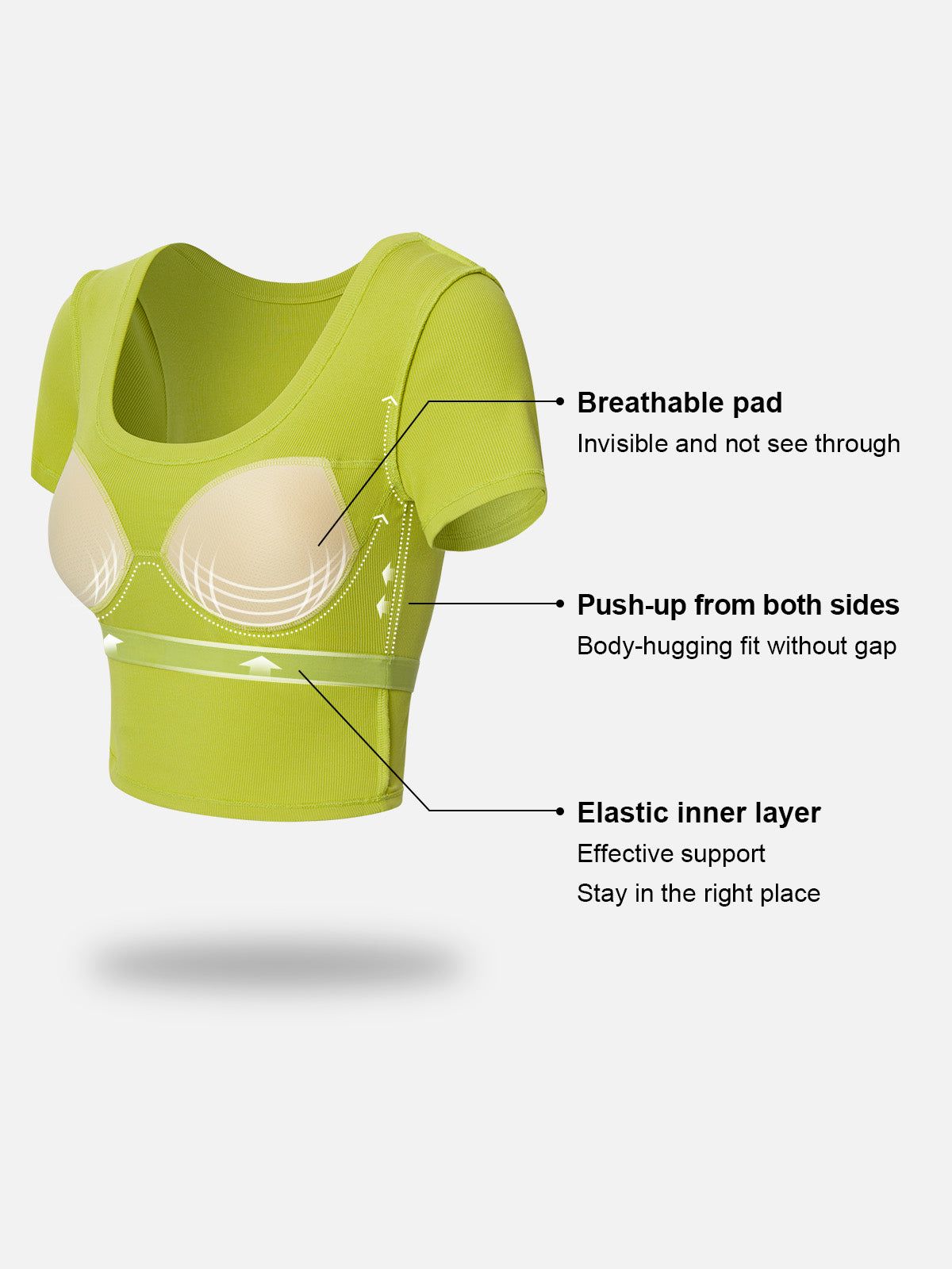 Plantive™ Short Sleeve Scoop Bra Top sold by ogl move product image thumbnail 2