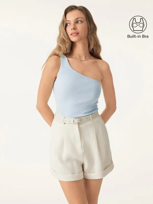 Stretch Cotton One Shoulder Brami Tank sold by ogl move