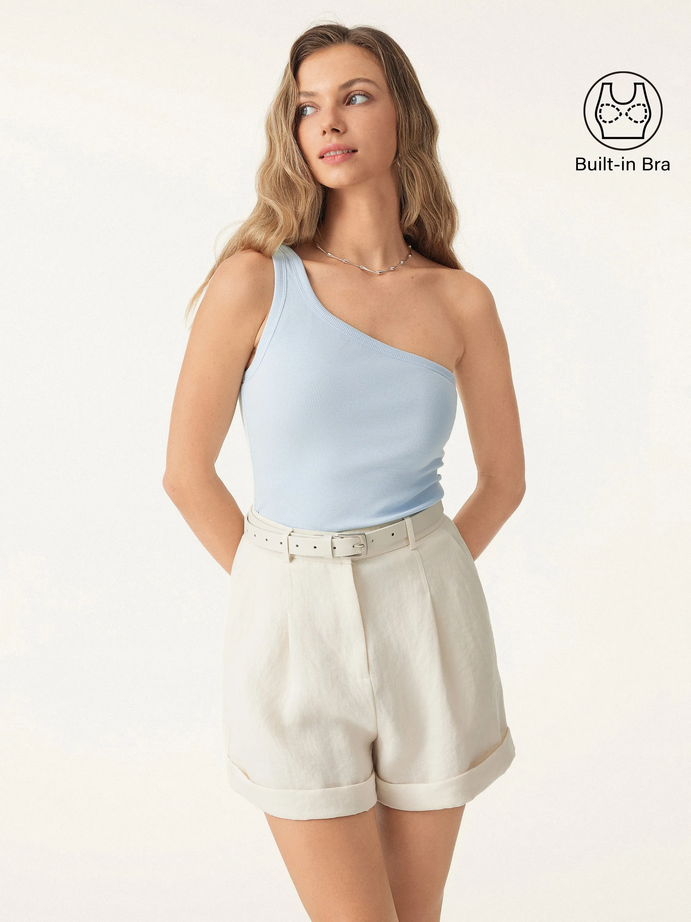 Stretch Cotton One Shoulder Brami Tank sold by ogl move