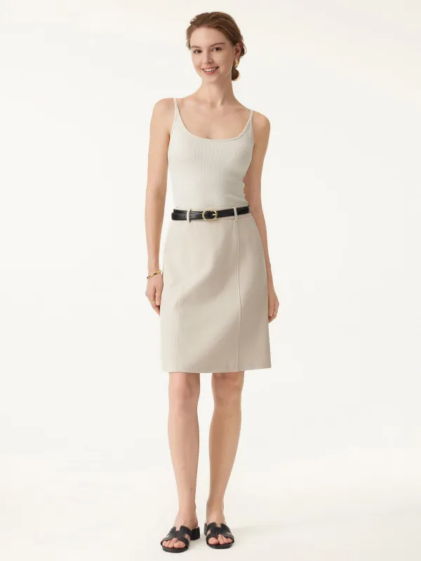 Sandwashed A-line Pull-on Midi Skirt with Pockets sold by ogl move