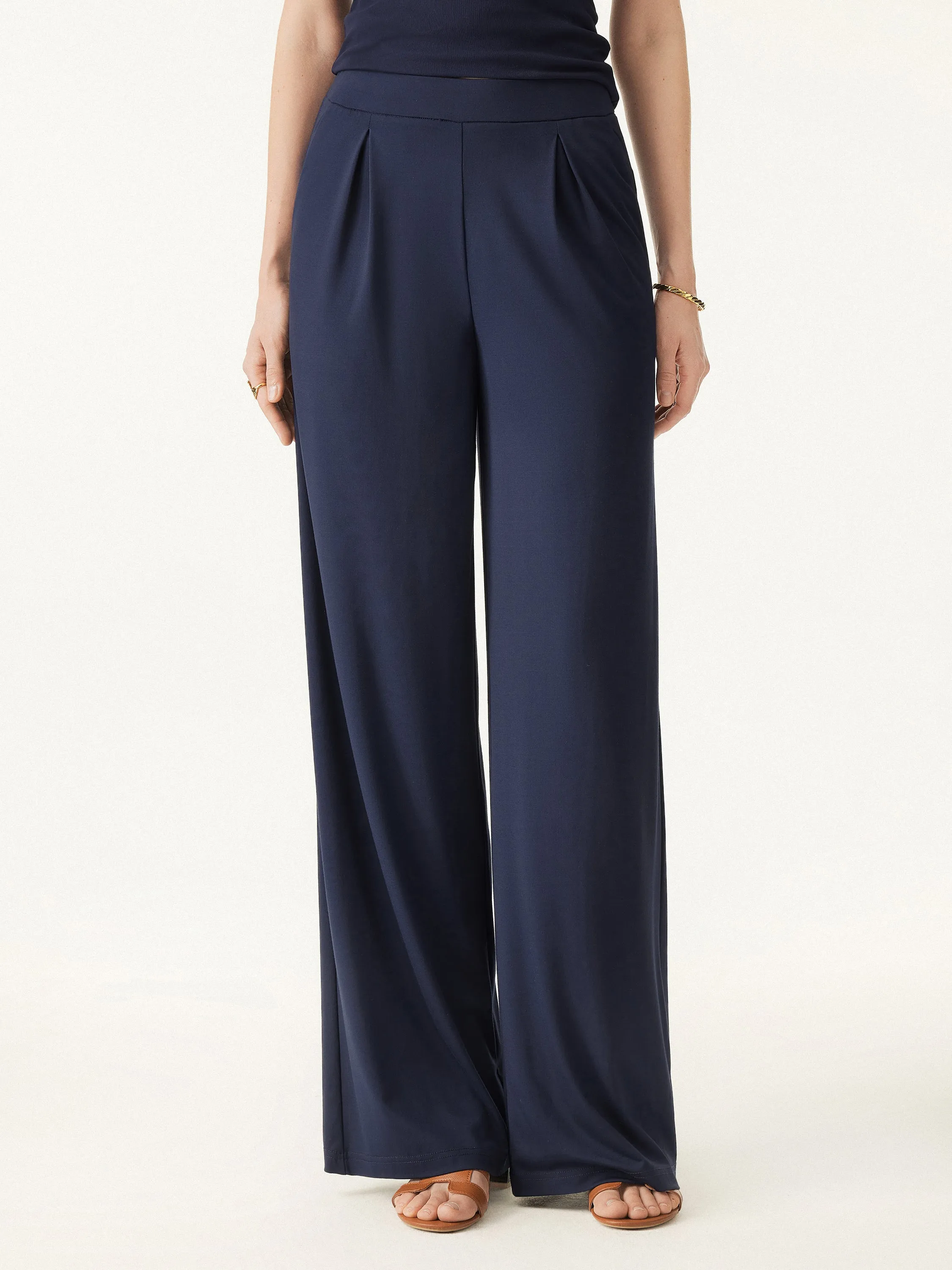 Mid Rise Pull-on Wide Leg Peated Pants with Pockets sold by ogl move product image thumbnail 3