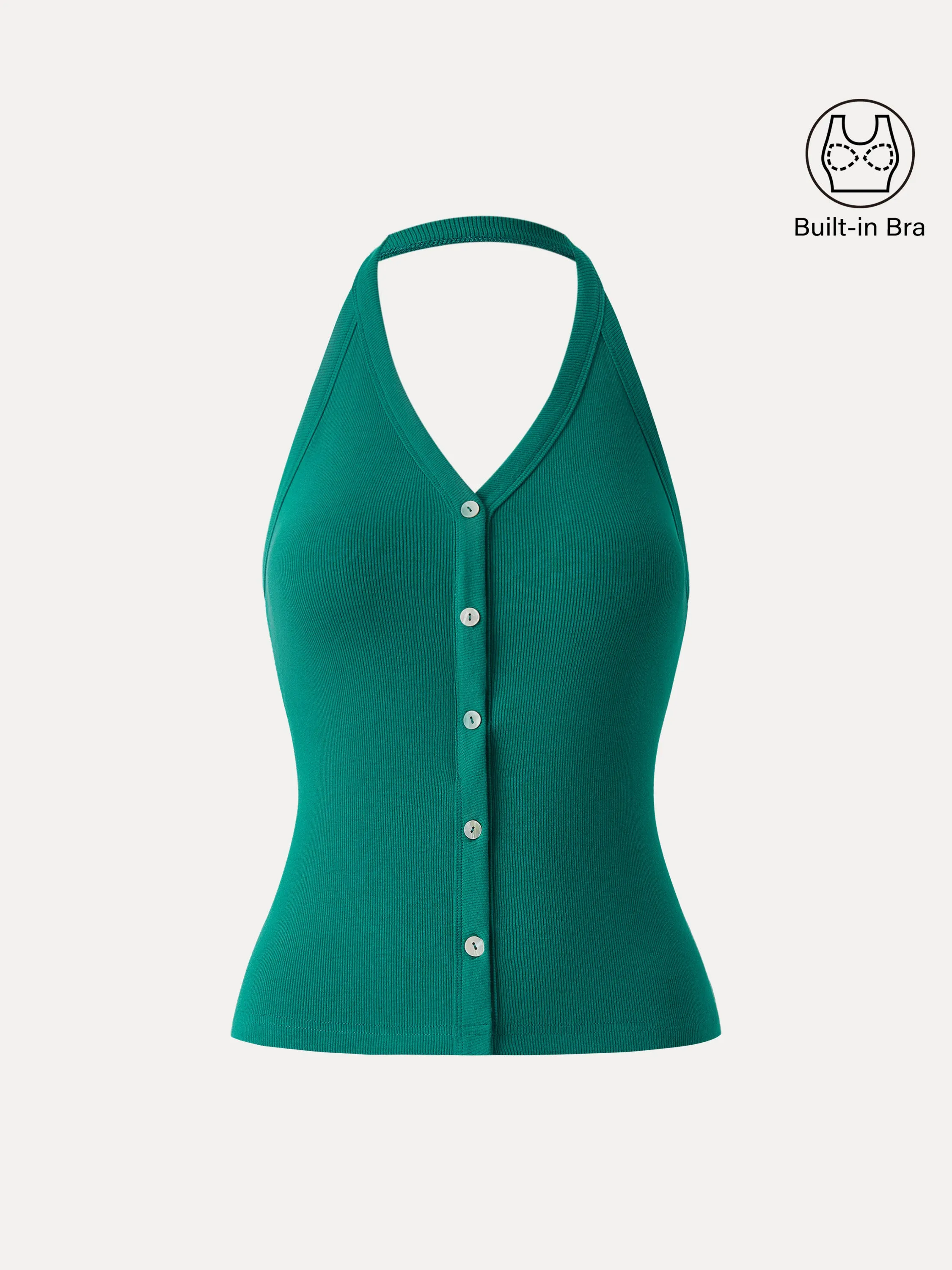 Stretch Cotton Halter Neck Faux Button Placket Brami sold by ogl move product image thumbnail 3