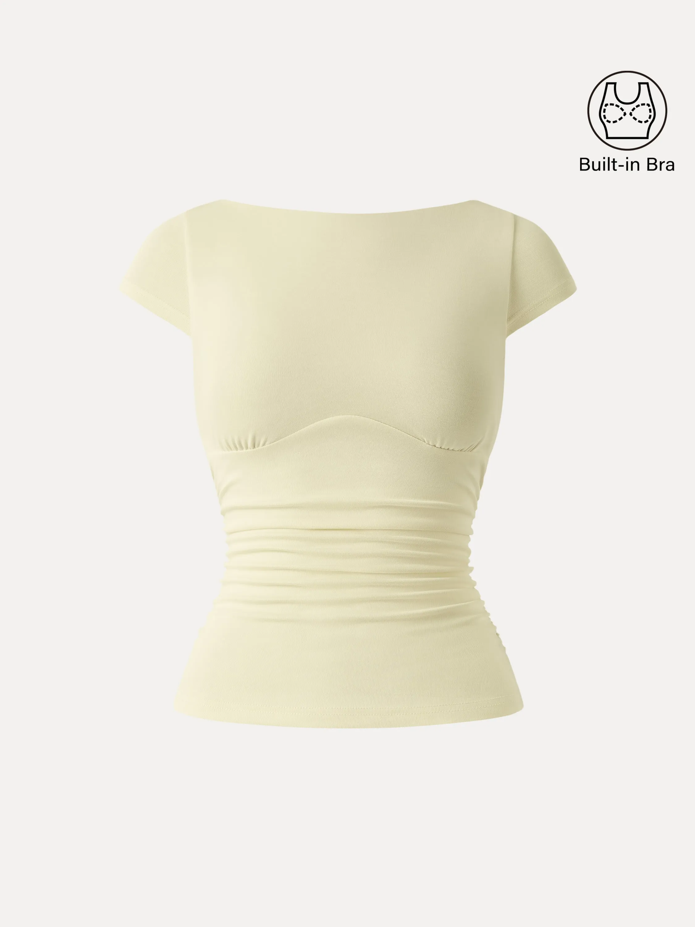 Sandwashed Boatneck Cap Sleeve Ruched Brami sold by OGLmove product image thumbnail 3