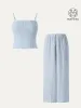 2Pcs Set Striped Adjustable Spaghetti Brami &  Striped Wide Leg Pants with Pockets sold by ogl move