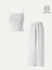 2Pcs Set Striped Adjustable Spaghetti Brami &  Striped Wide Leg Pants with Pockets sold by ogl move