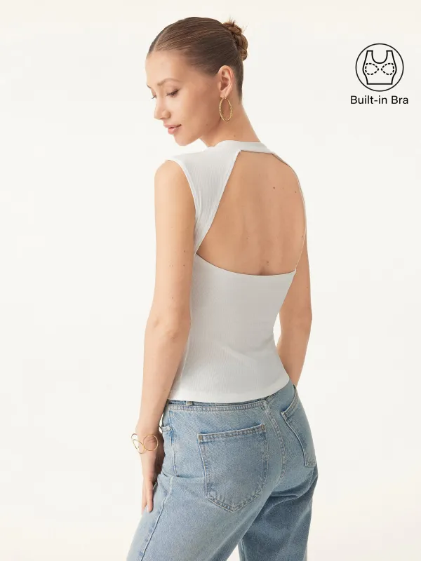Cooling Wide Shoulder Open Back Cut-out Brami Tee sold by ogl move