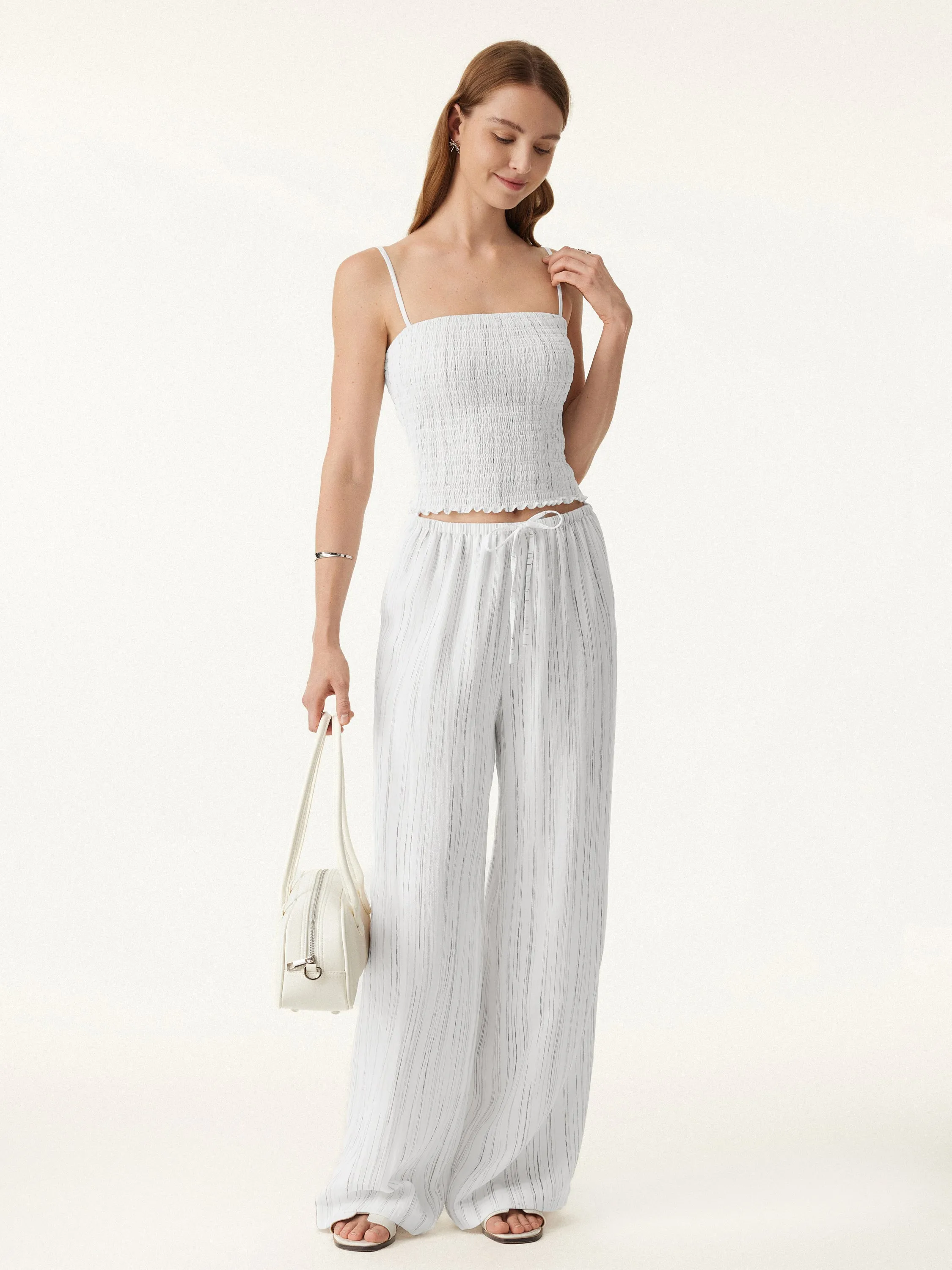 Striped Smocked Adjustable Spaghetti Brami sold by OGLmove product image thumbnail 4