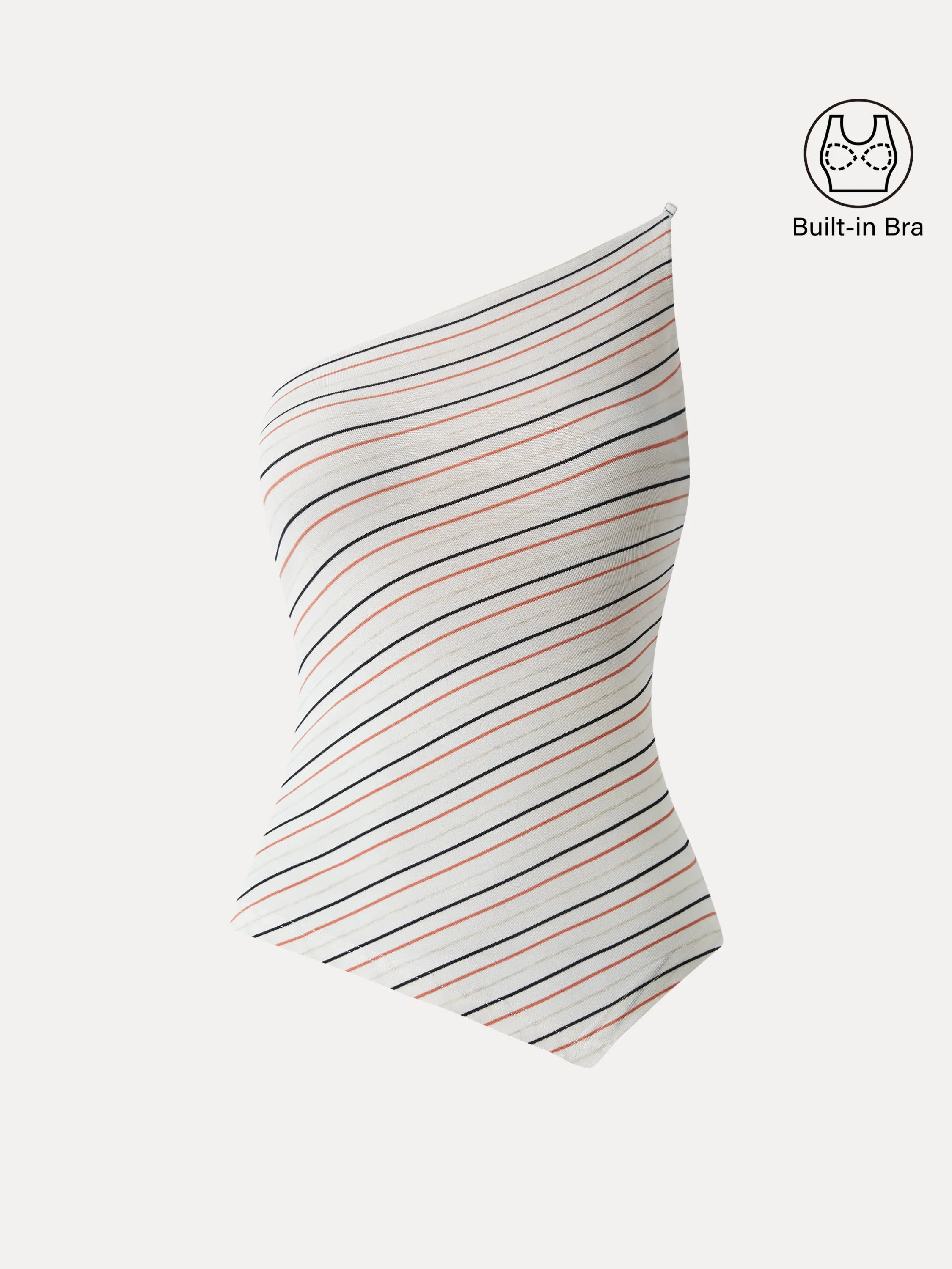 Striped One Shoulder Brami Tank with Asymmetrical Hem sold by ogl move product image thumbnail 2