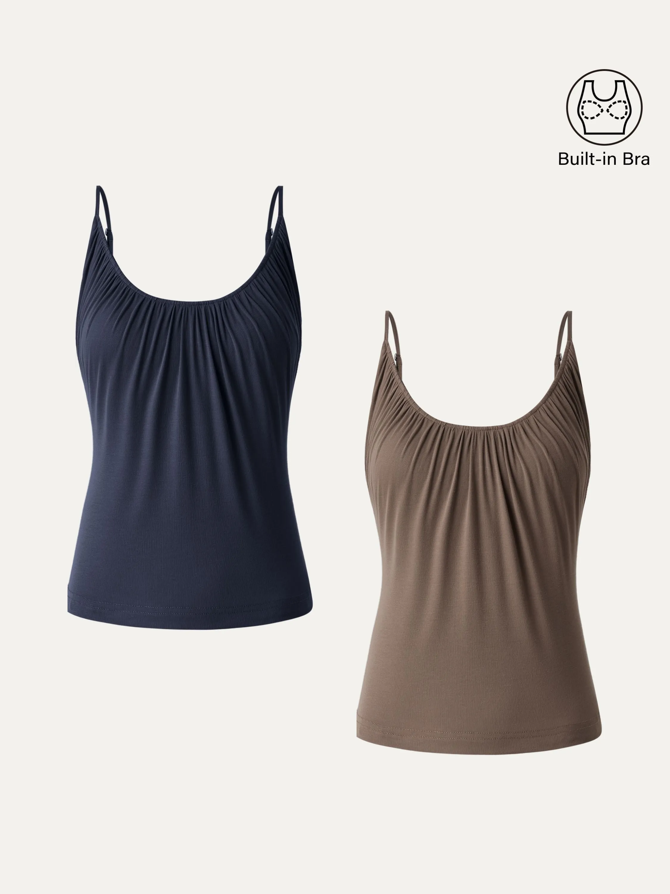 2Pcs Set Hip Length Scoop Neck Gathered Spaghetti Brami Top sold by ogl move product image thumbnail 4