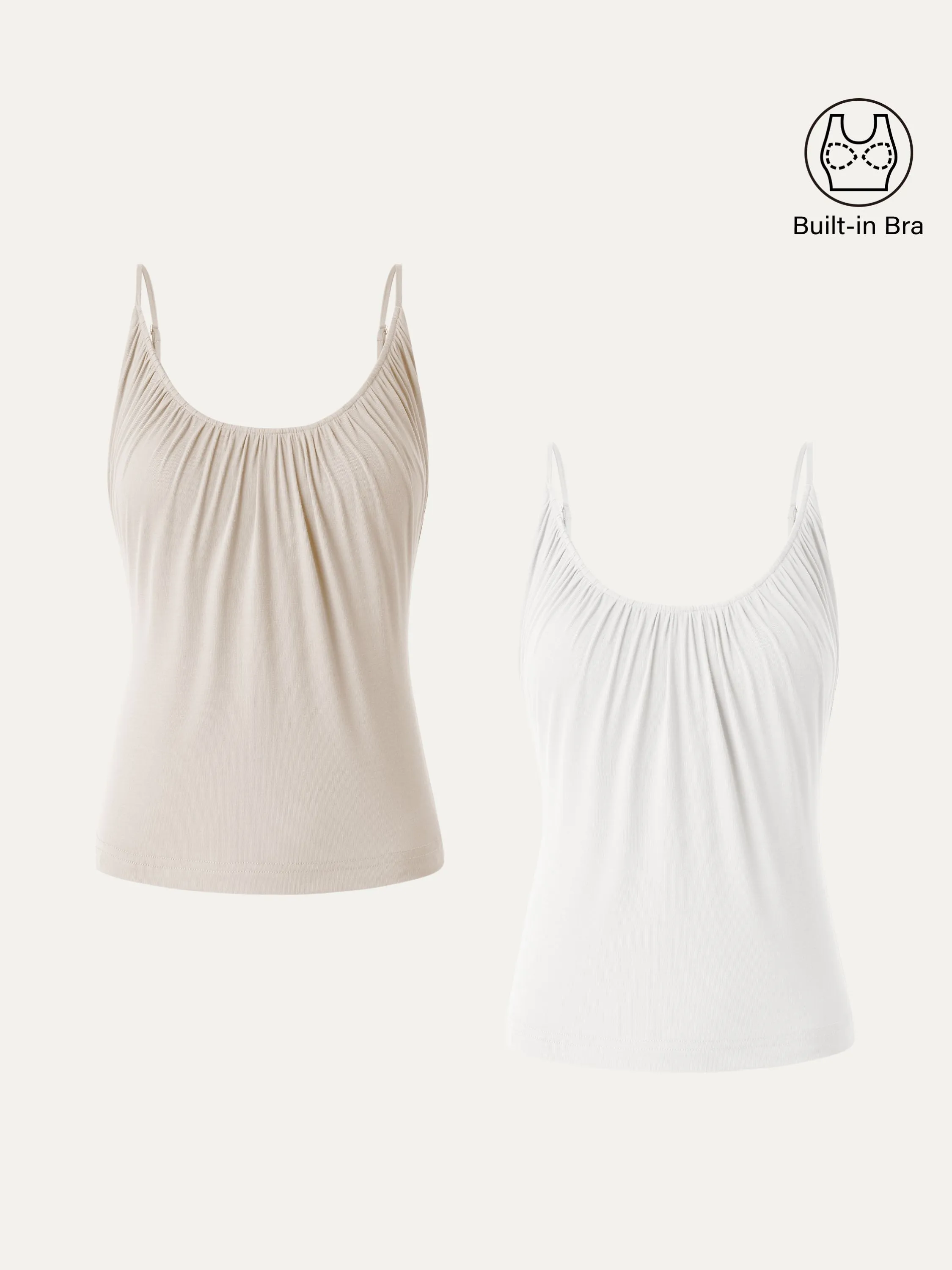 2Pcs Set Hip Length Scoop Neck Gathered Spaghetti Brami Top sold by ogl move product image thumbnail 5