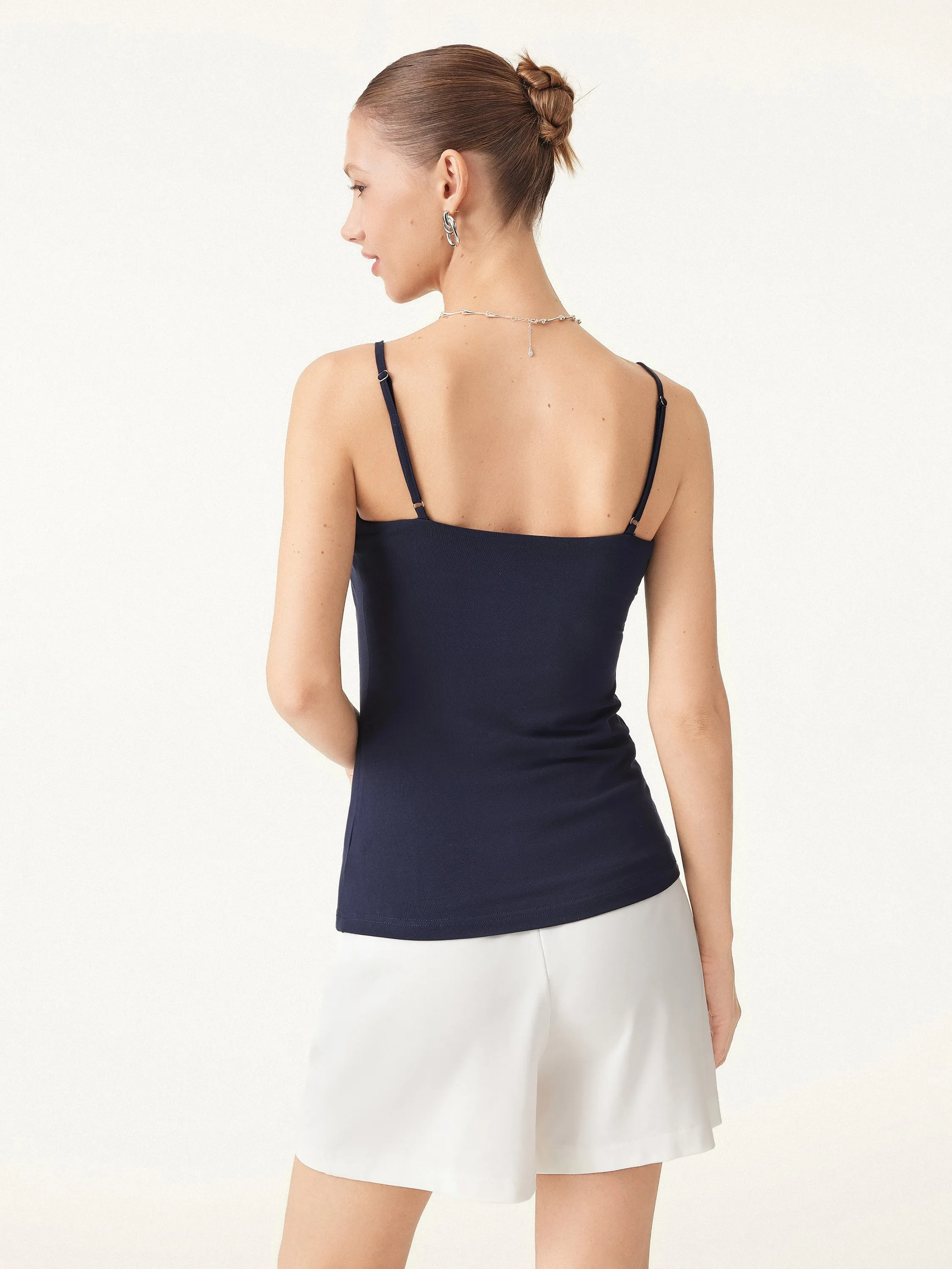 2Pcs Set Hip Length Scoop Neck Gathered Spaghetti Brami Top sold by ogl move product image thumbnail 3