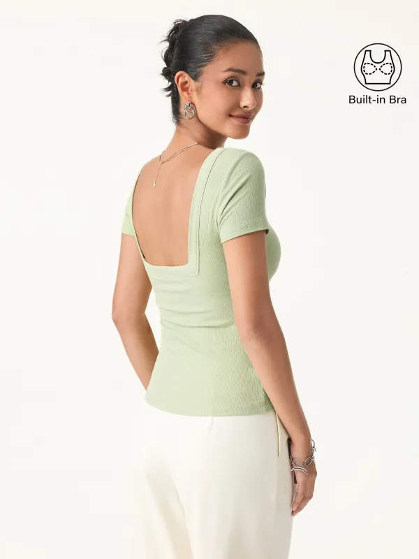 Cooling Square Neck Low Back Short Sleeve Brami sold by ogl move
