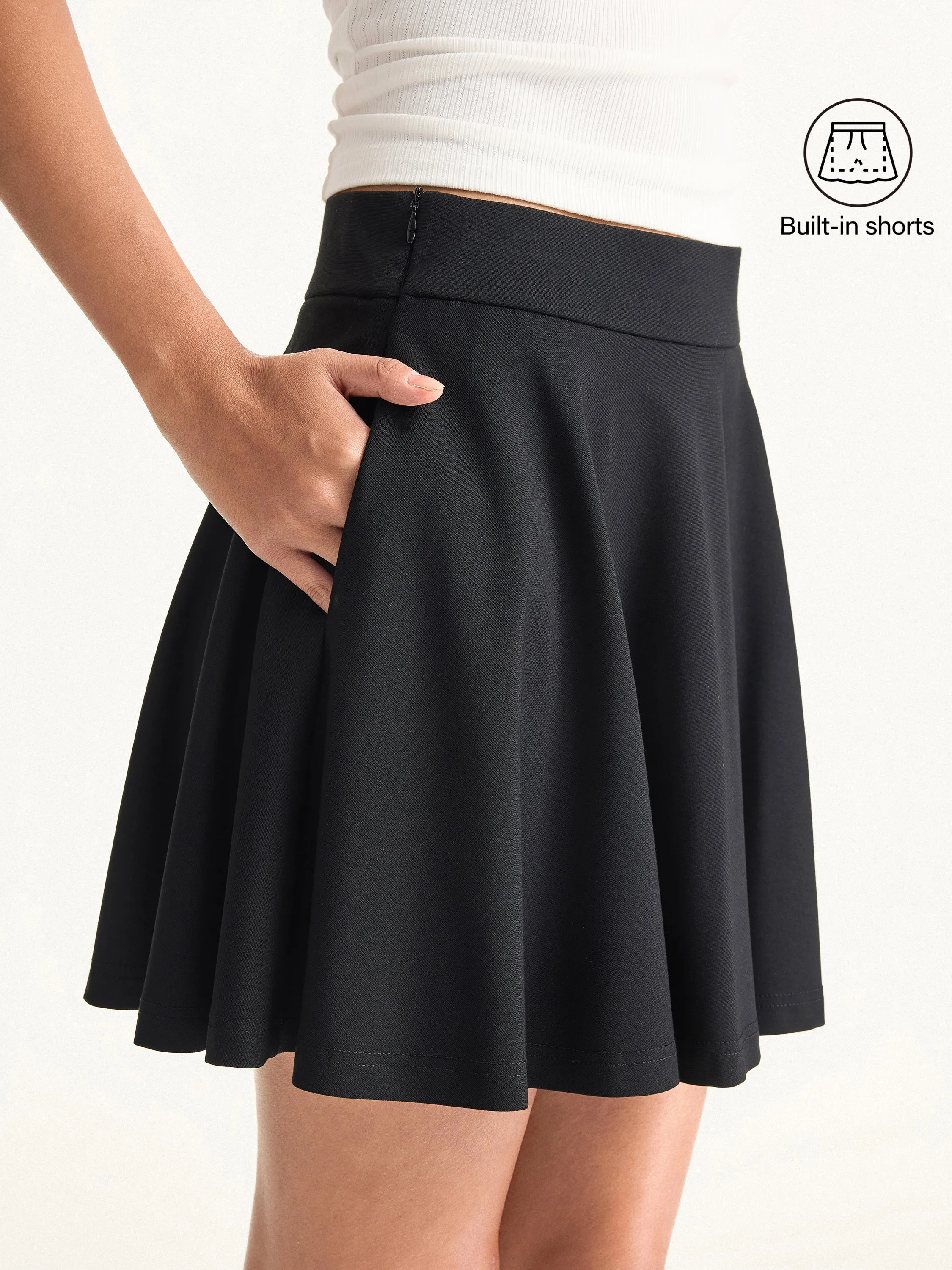 Bamboo Ponte A-line Circle Skirt with Built-in Shorts and Pockets sold by ogl move