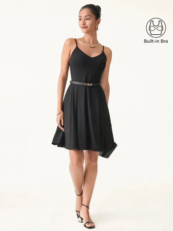 Bamboo Ponte V-neck Fit-and-flare Mini Brami Dress with Pockets sold by ogl move