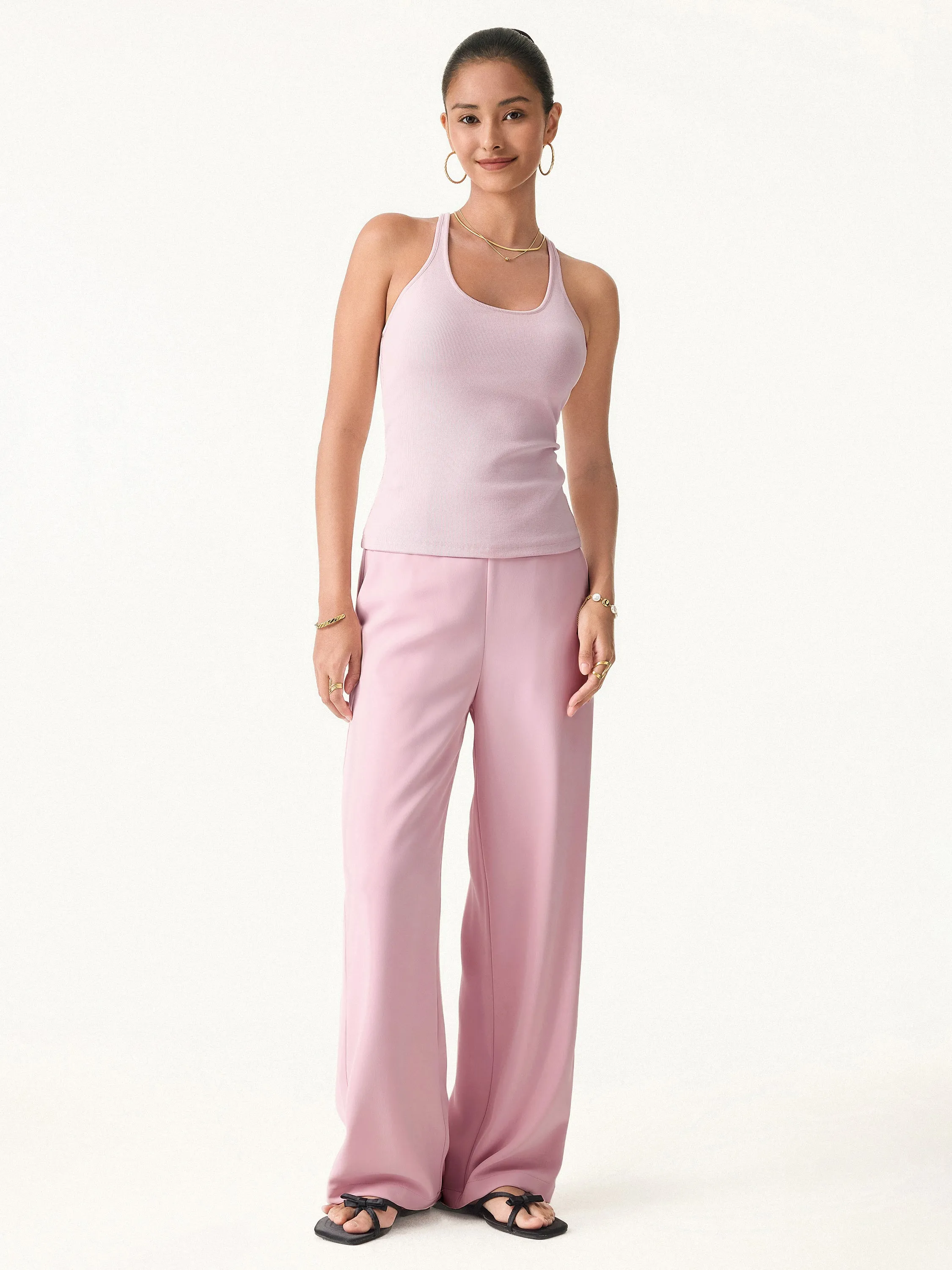 Wrinkle-free High Rise Straight Leg Pants with Pockets sold by ogl move product image thumbnail 5
