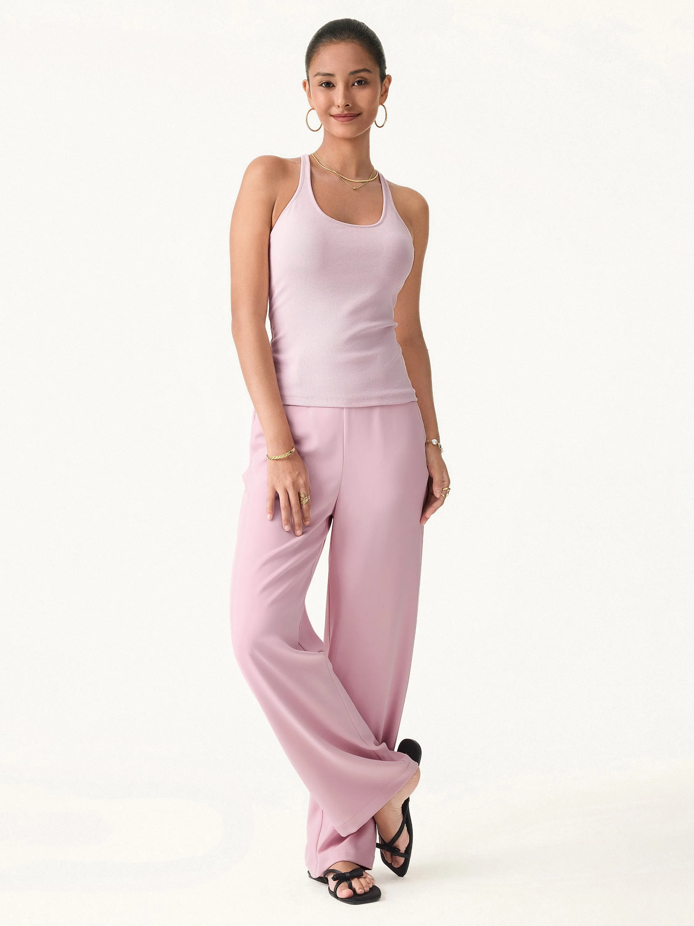 Wrinkle-free High Rise Straight Leg Pants with Pockets sold by ogl move product image thumbnail 4