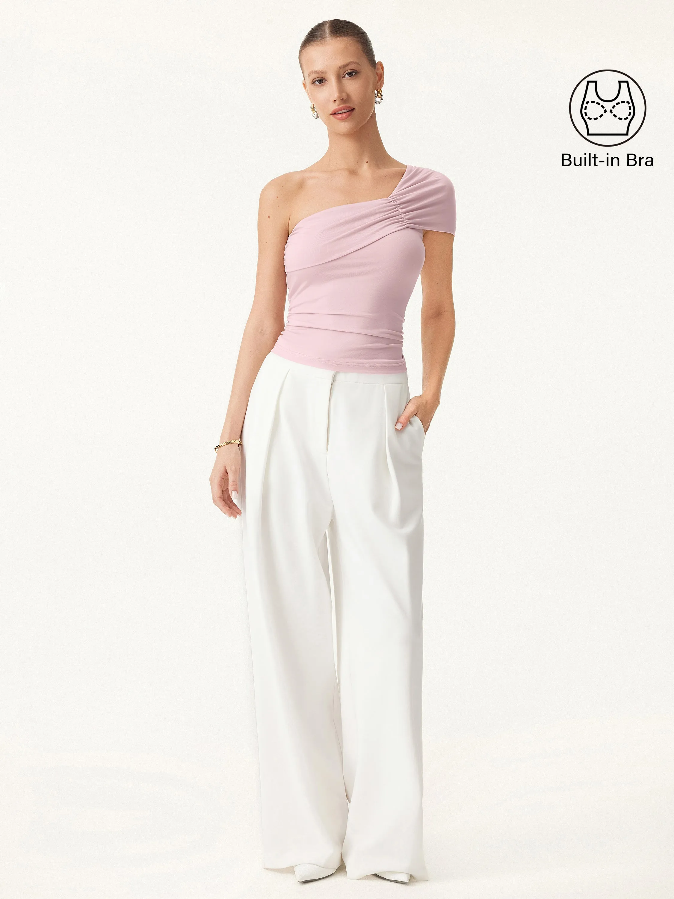 One-Shoulder Ruched Brami Top sold by ogl move product image thumbnail 4