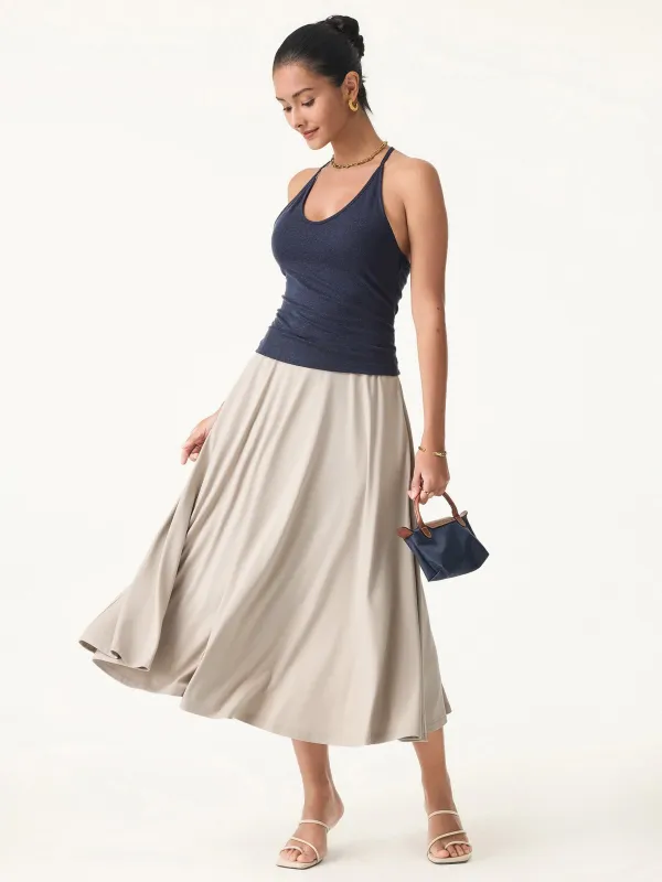 Icy Ponte A-line Midi Skirt with Pockets sold by ogl move