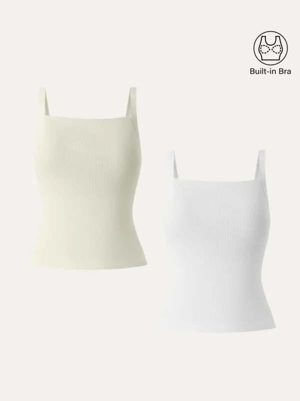 2Pcs Set Stretch Cotton Pointelle Wide Straps Brami Tank sold by ogl move