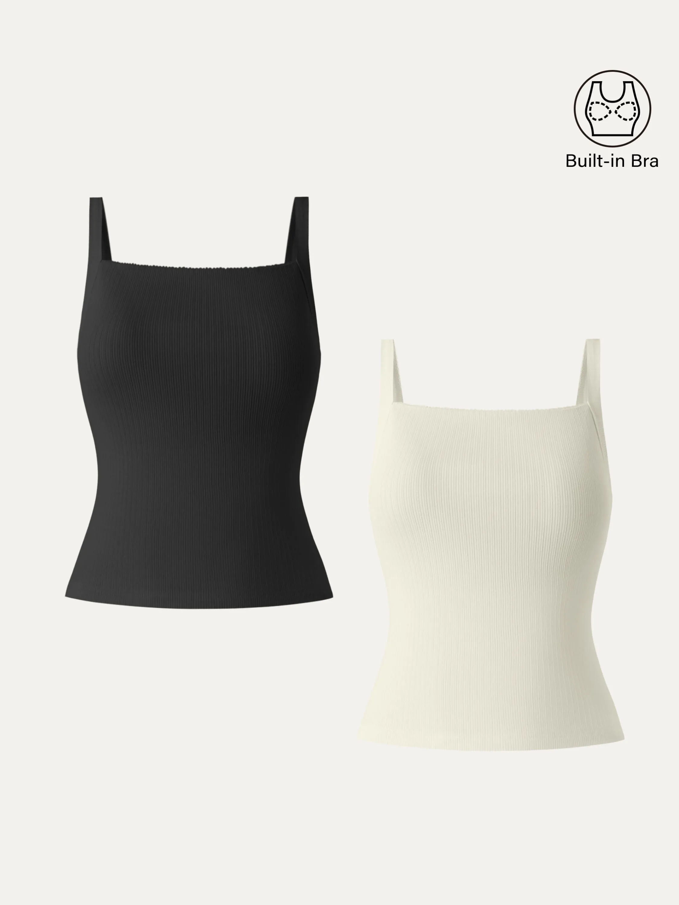 2Pcs Set Stretch Cotton Pointelle Wide Straps Brami Tank sold by ogl move product image thumbnail 5
