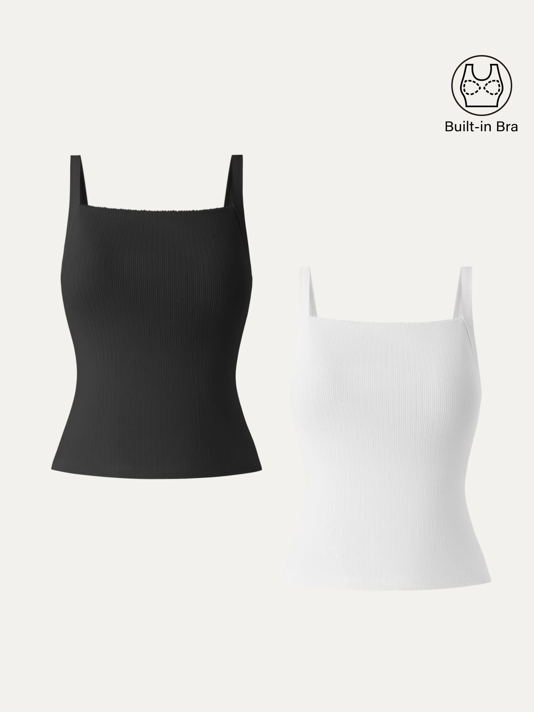 2Pcs Set Stretch Cotton Pointelle Wide Straps Brami Tank sold by ogl move product image thumbnail 4