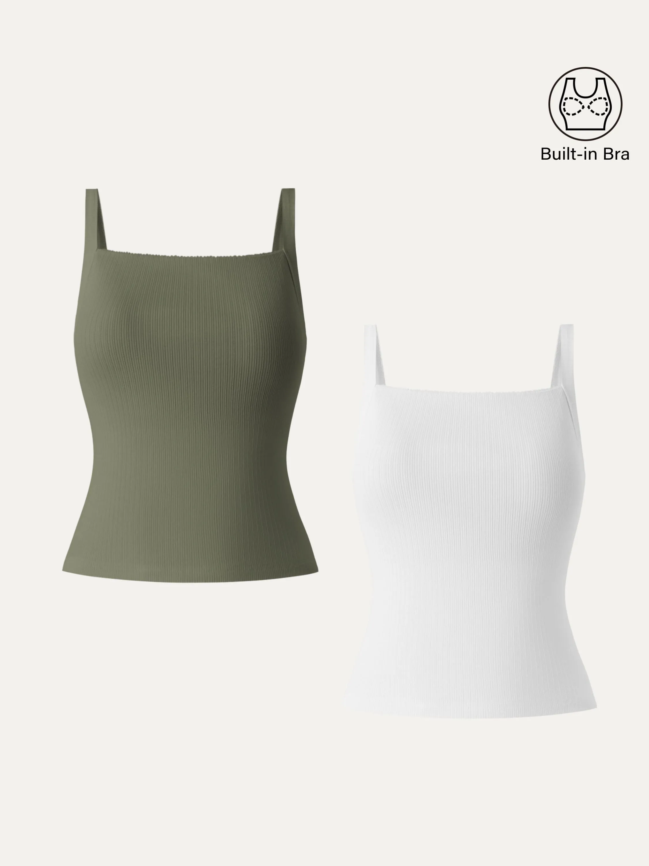 2Pcs Set Stretch Cotton Pointelle Wide Straps Brami Tank sold by ogl move product image thumbnail 3
