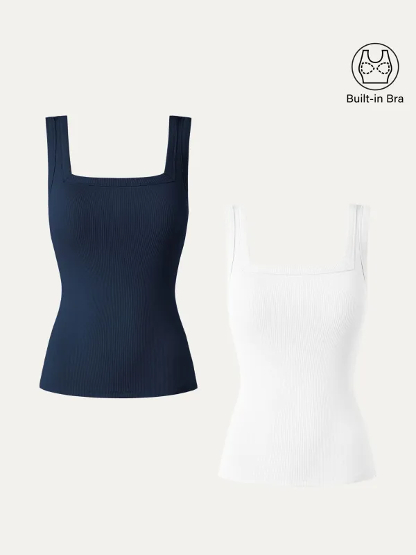 2Pcs Set Regular Slinky Square Open-Back Brami Tank Top sold by ogl move
