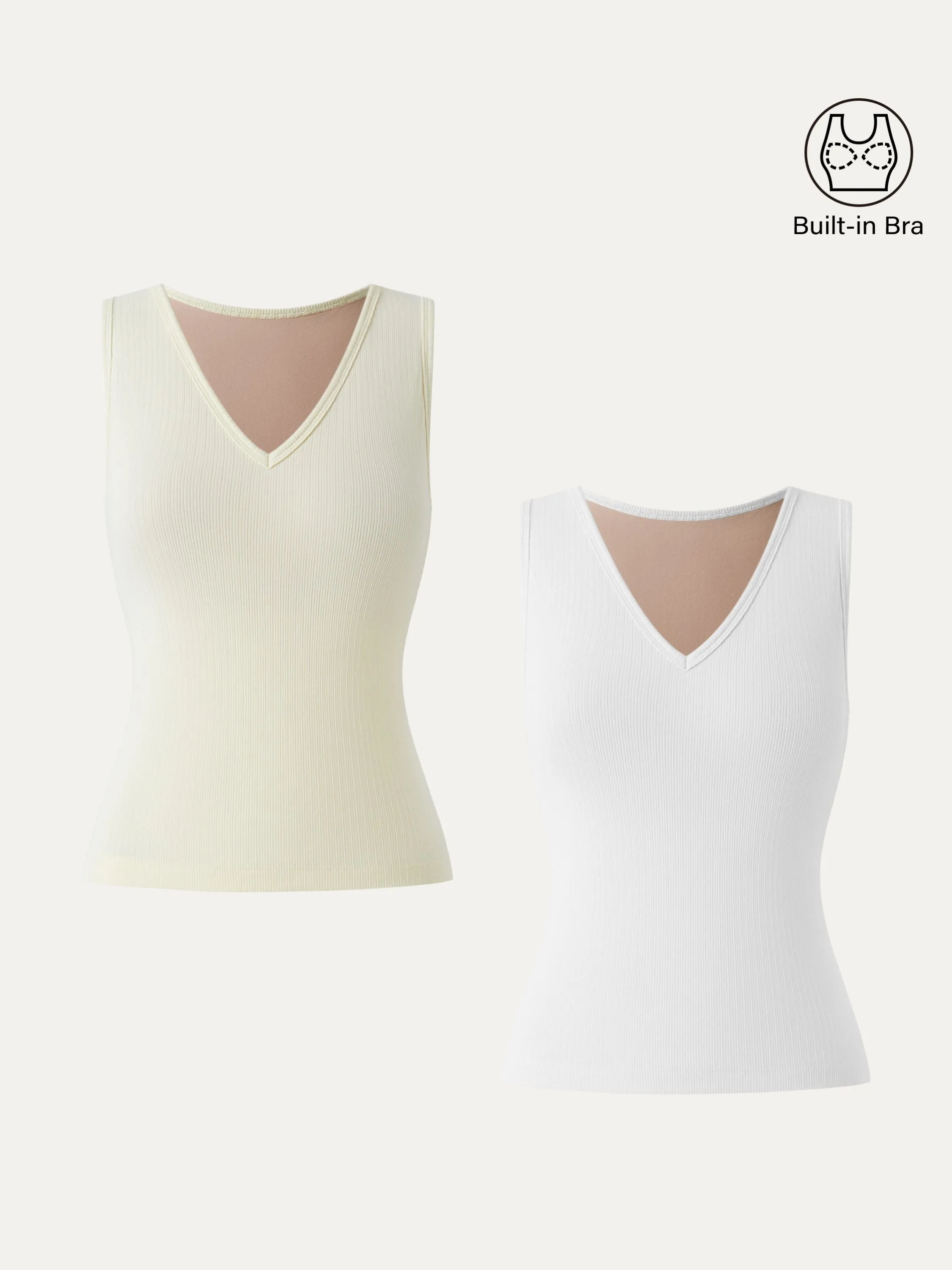 2Pcs Set Stretch Cotton Pointelle V-neck Sleeveless Brami Tank sold by ogl move product image thumbnail 3