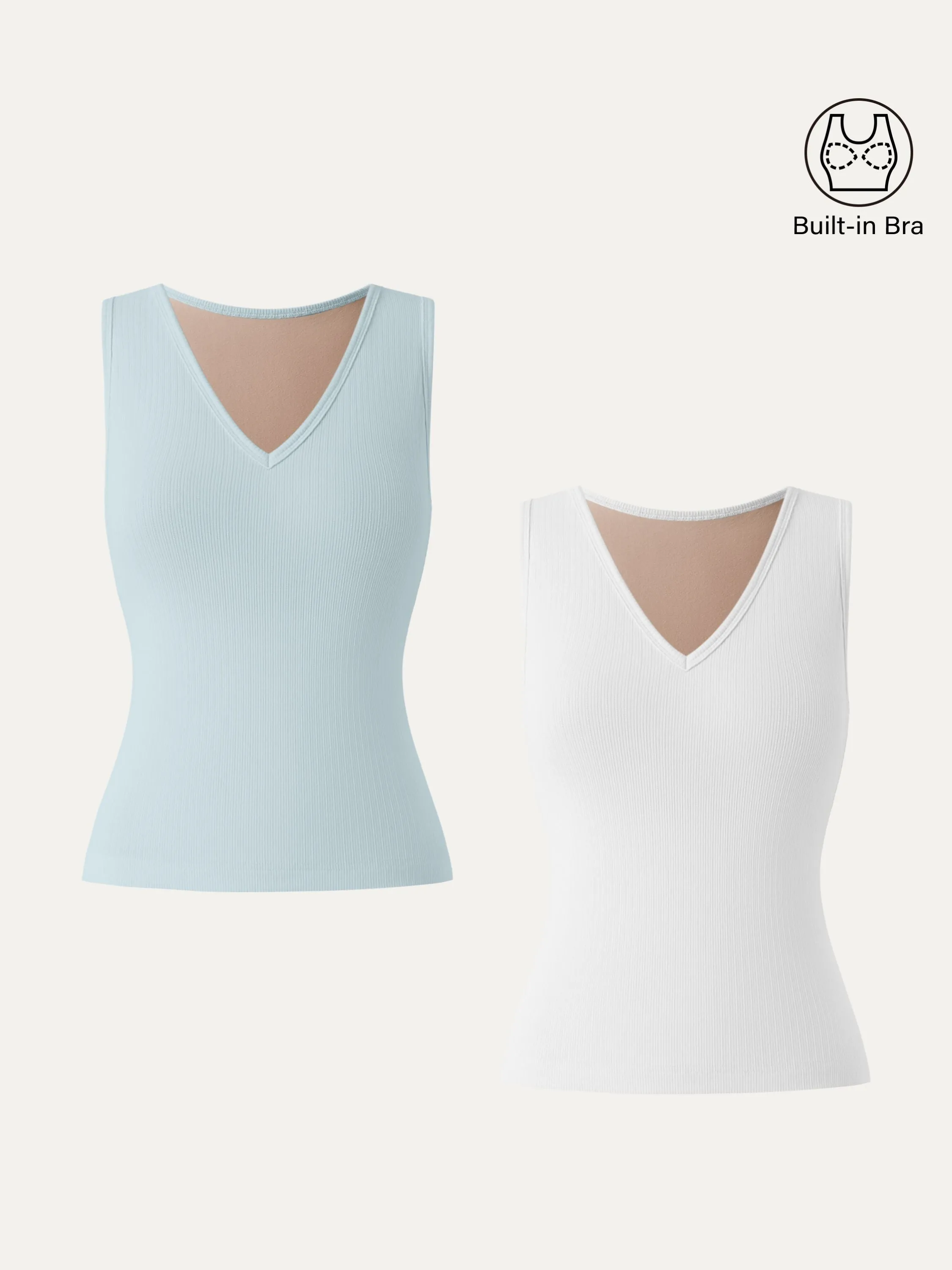 2Pcs Set Stretch Cotton Pointelle V-neck Sleeveless Brami Tank sold by ogl move product image thumbnail 4