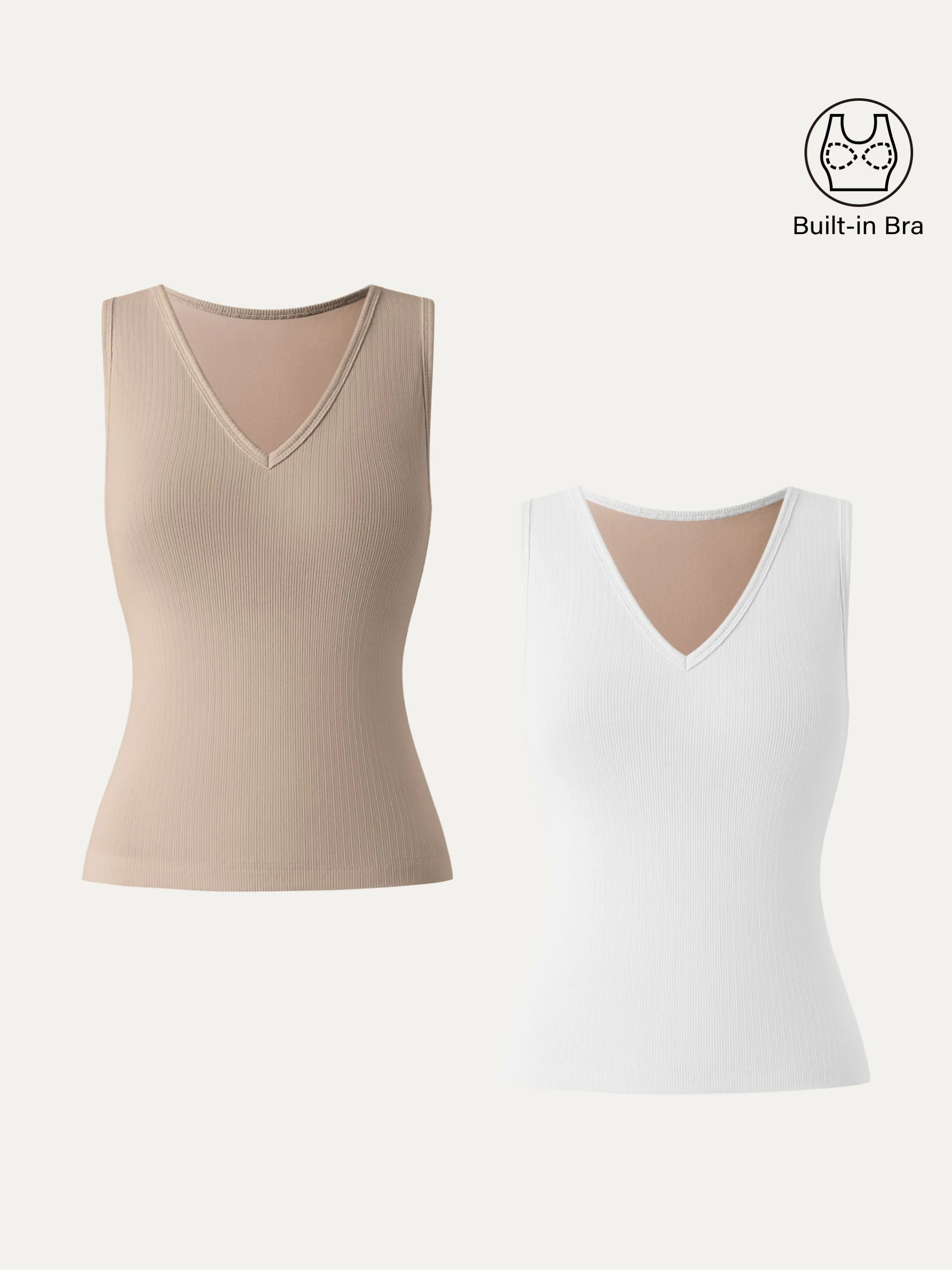 2Pcs Set Stretch Cotton Pointelle V-neck Sleeveless Brami Tank sold by ogl move product image thumbnail 5
