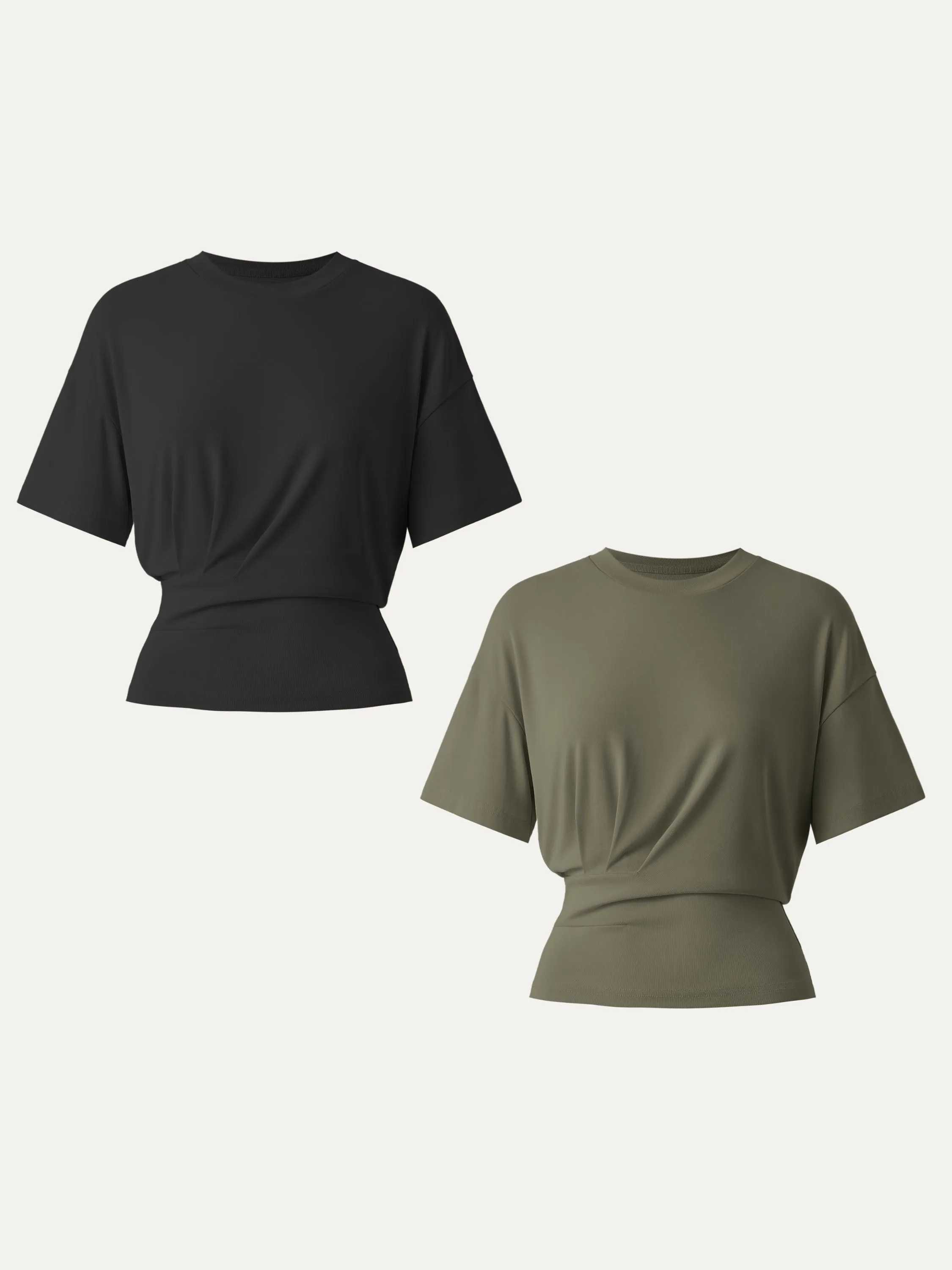 2Pcs Set Sandwashed Crewneck Short Sleeve Tucked Tee sold by ogl move product image thumbnail 5