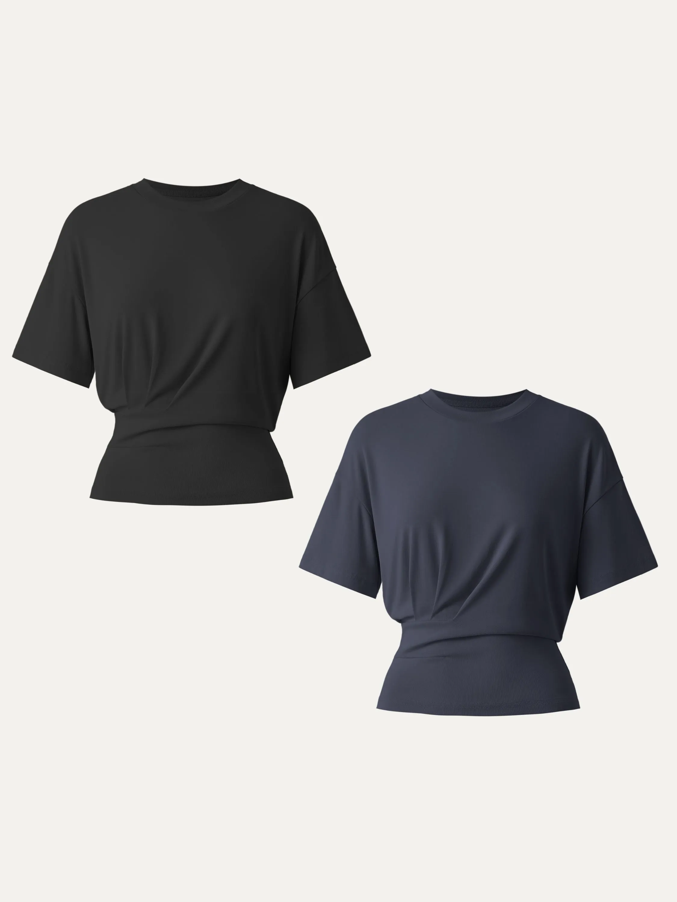 2Pcs Set Sandwashed Crewneck Short Sleeve Tucked Tee sold by ogl move product image thumbnail 4