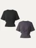 2Pcs Set Sandwashed Crewneck Short Sleeve Tucked Tee sold by ogl move