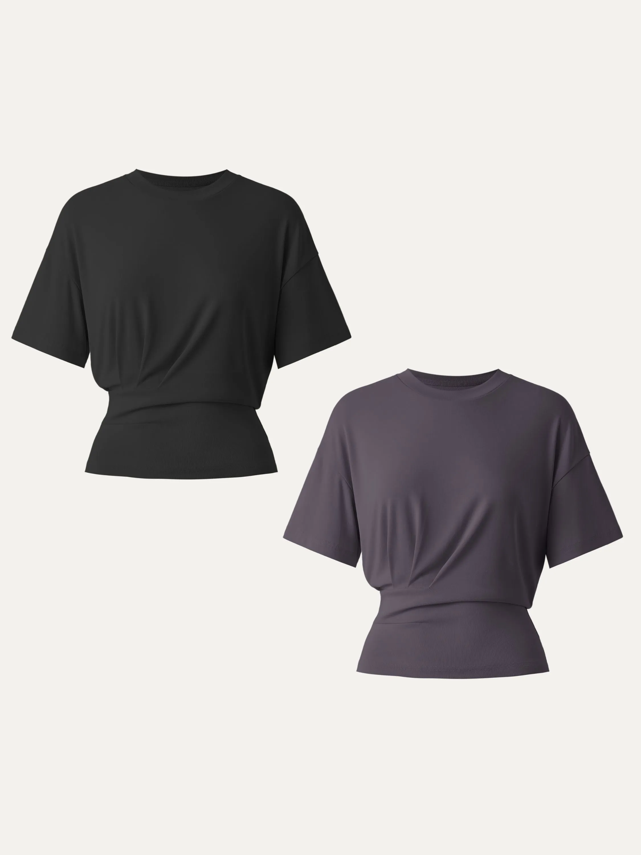 2Pcs Set Sandwashed Crewneck Short Sleeve Tucked Tee sold by ogl move product image thumbnail 3