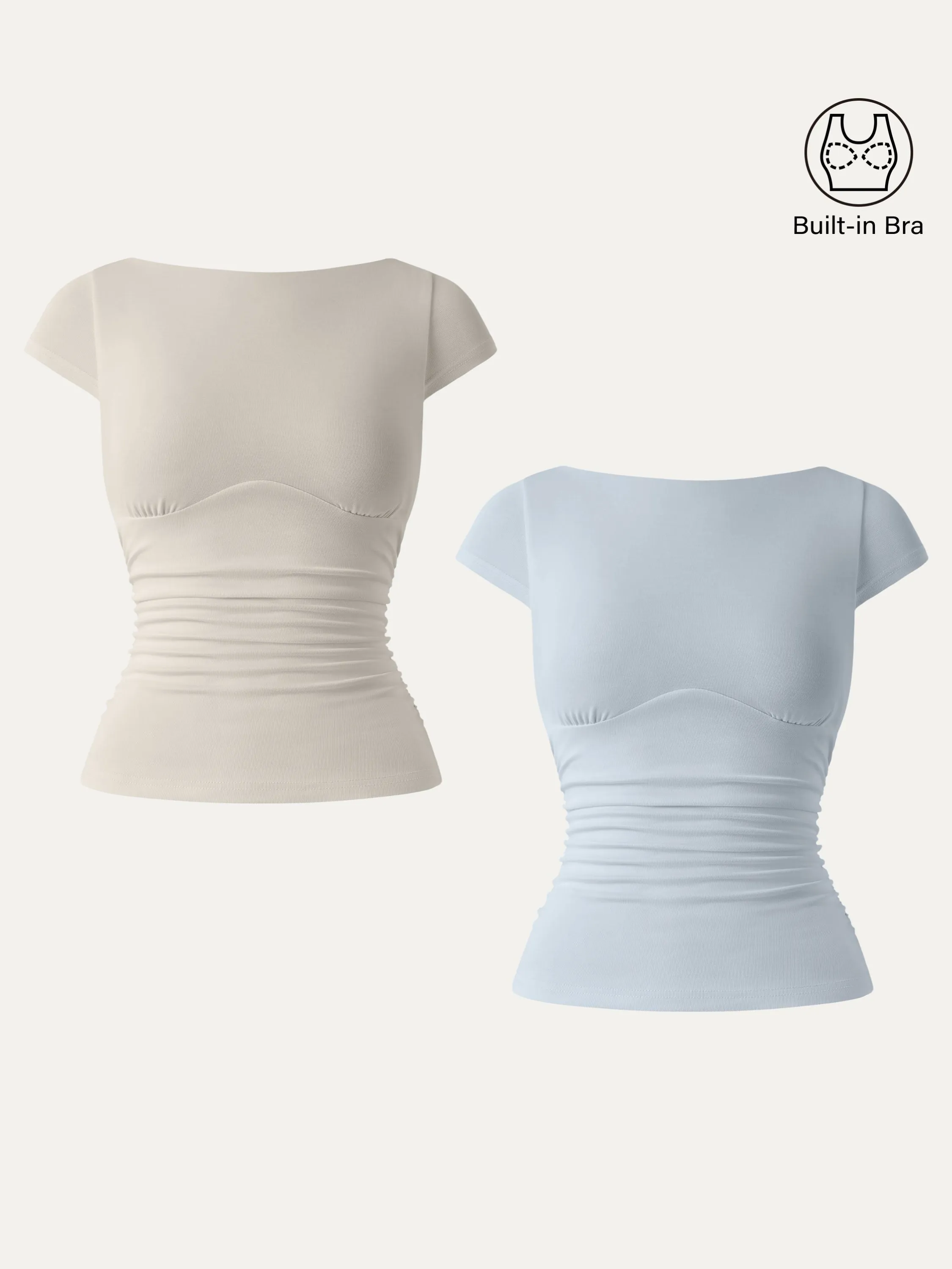 2Pcs Set Sandwashed Boatneck Cap Sleeve Ruched Brami sold by ogl move product image thumbnail 5