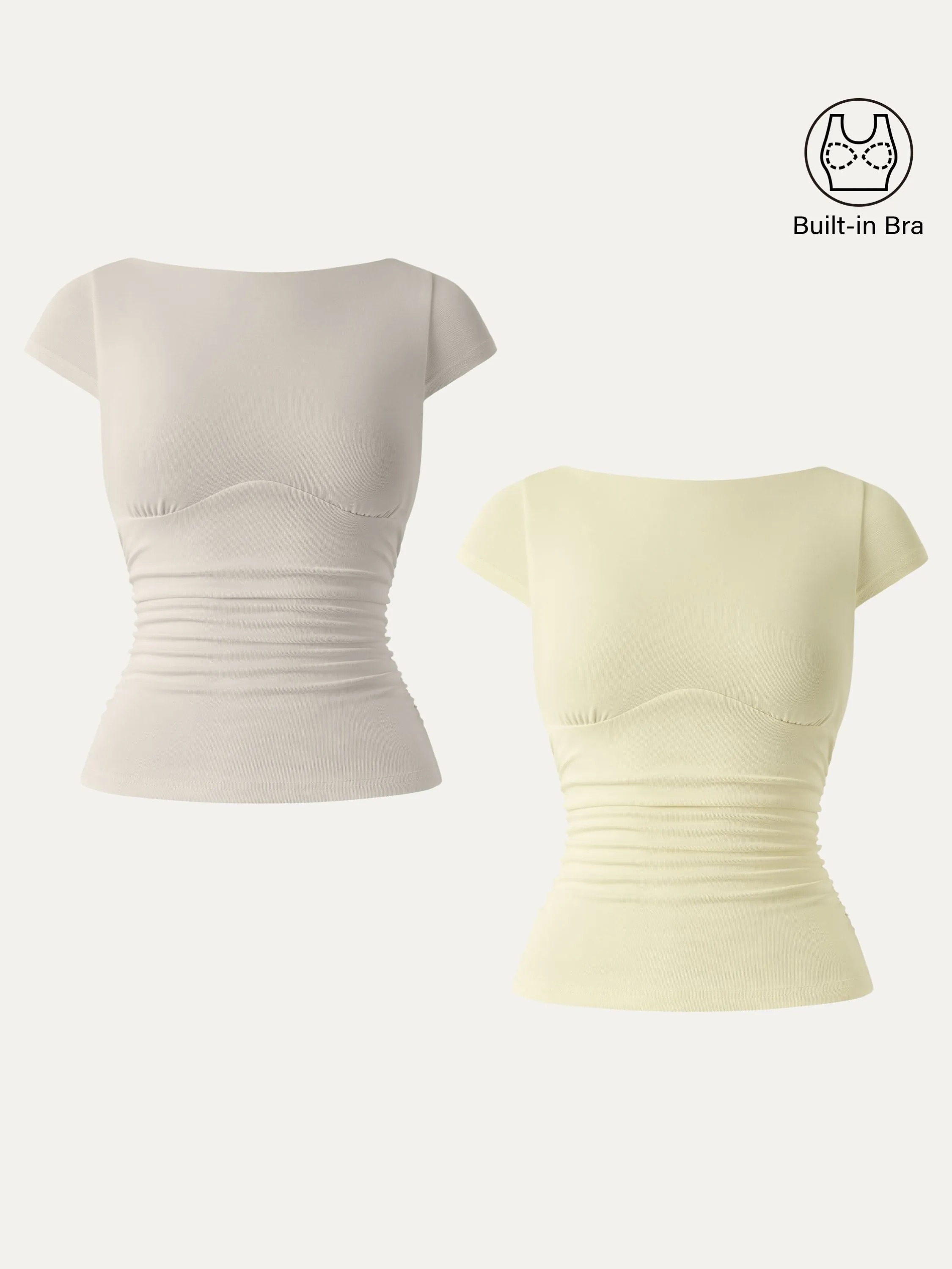2Pcs Set Sandwashed Boatneck Cap Sleeve Ruched Brami sold by ogl move product image thumbnail 4