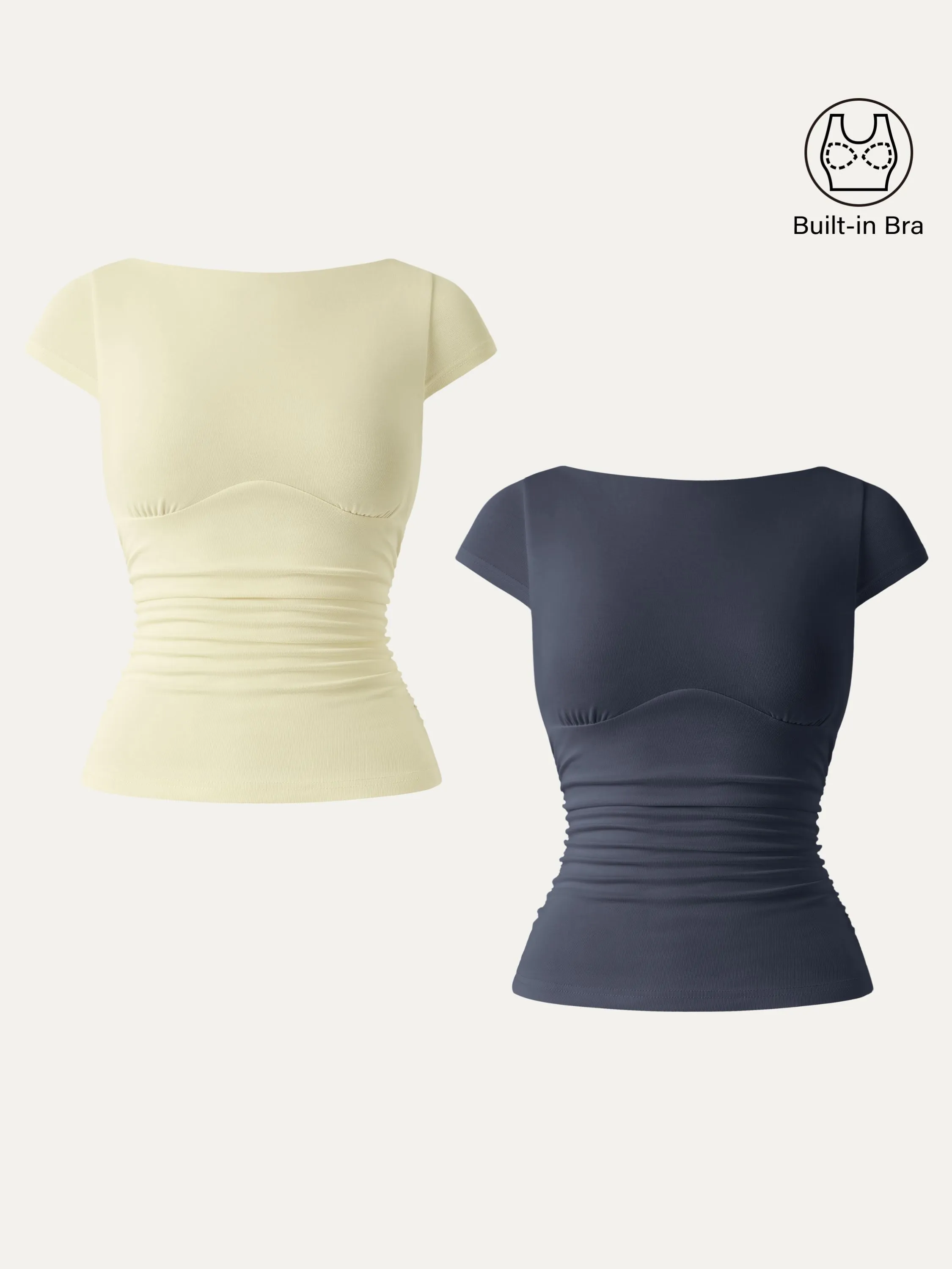 2Pcs Set Sandwashed Boatneck Cap Sleeve Ruched Brami sold by ogl move