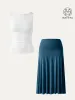 2Pcs Set Elastic Open Back Brami Tank & Flowy Side Ruched A-line Midi Skirt sold by ogl move