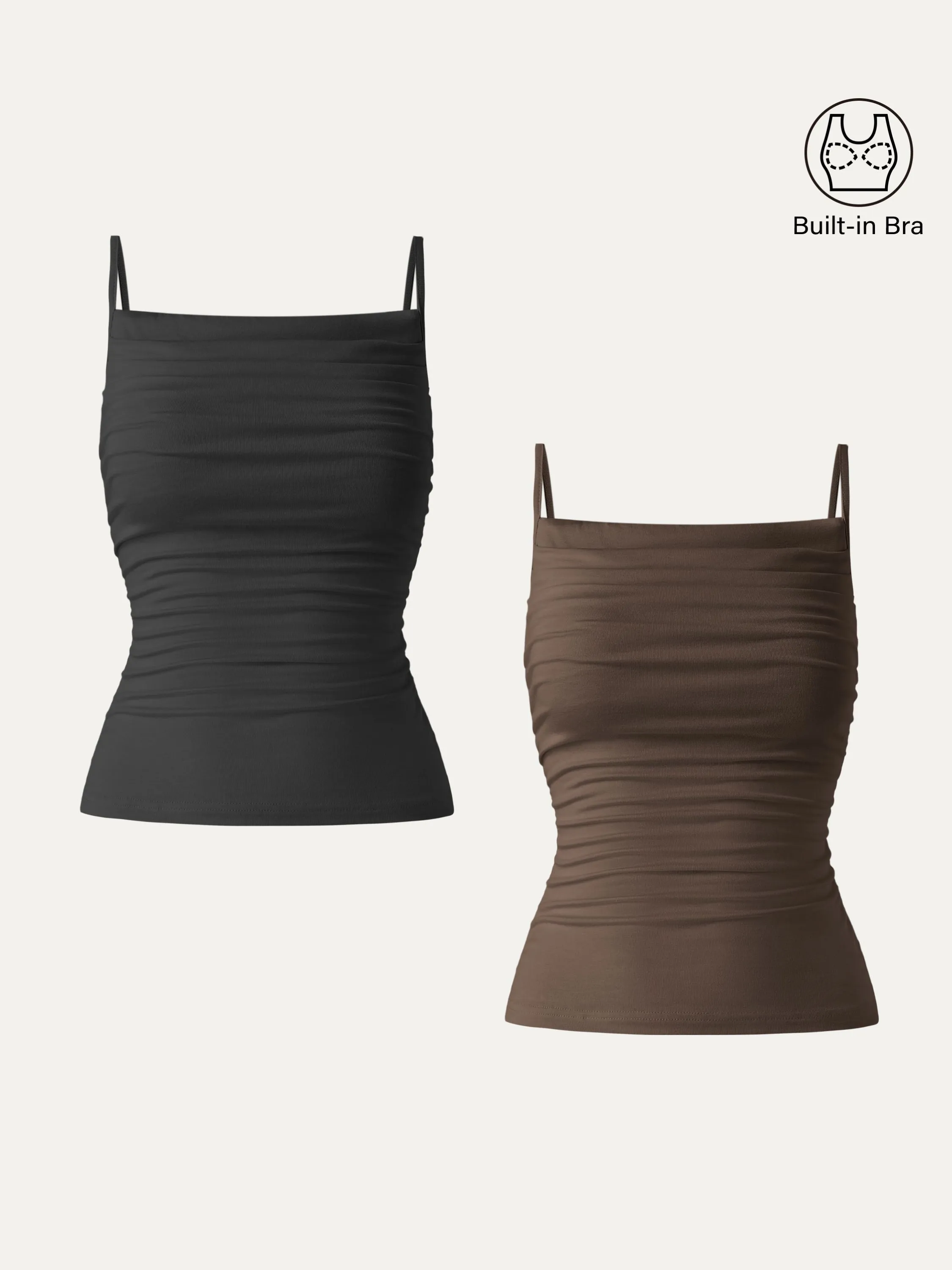 2Pcs Set Adjustable Spaghetti Straps Side Ruched New Airy Brami sold by ogl move product image thumbnail 4